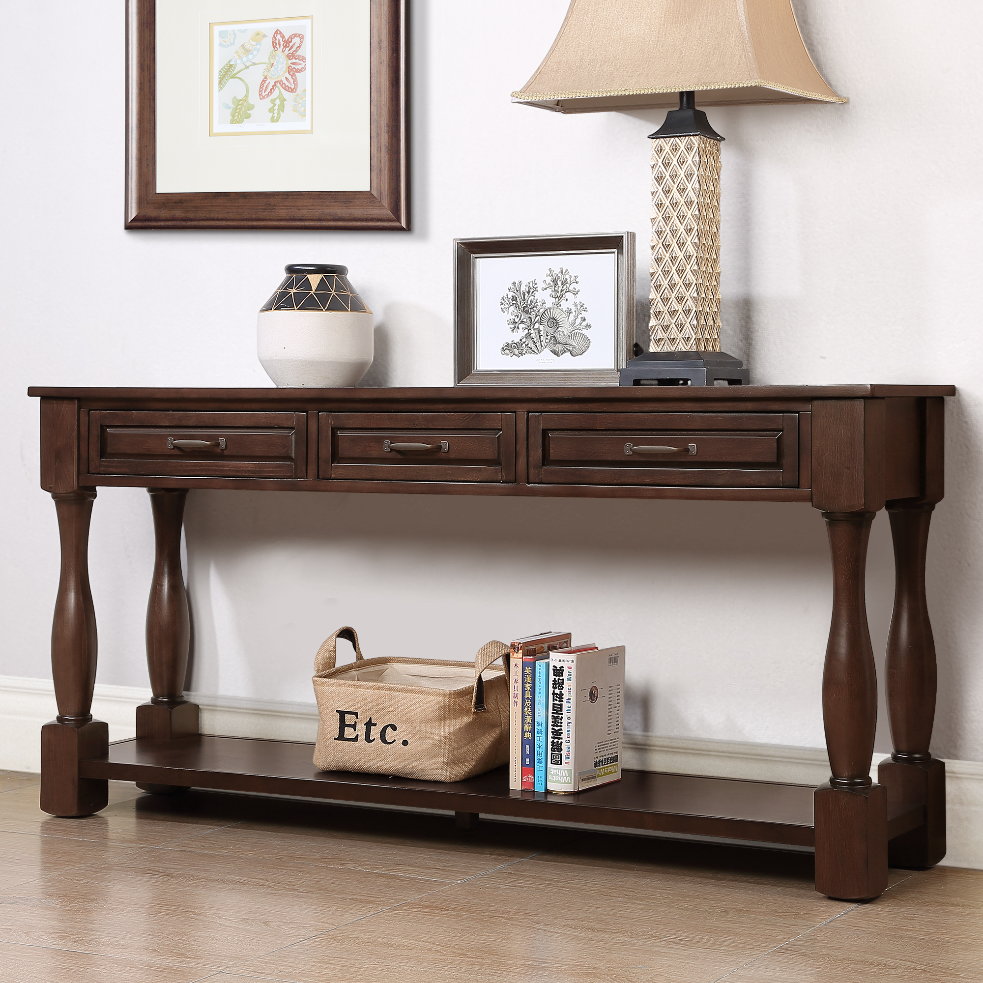 Anderson 63" Wood Entryway Accent Console Table Storage Sideboard
