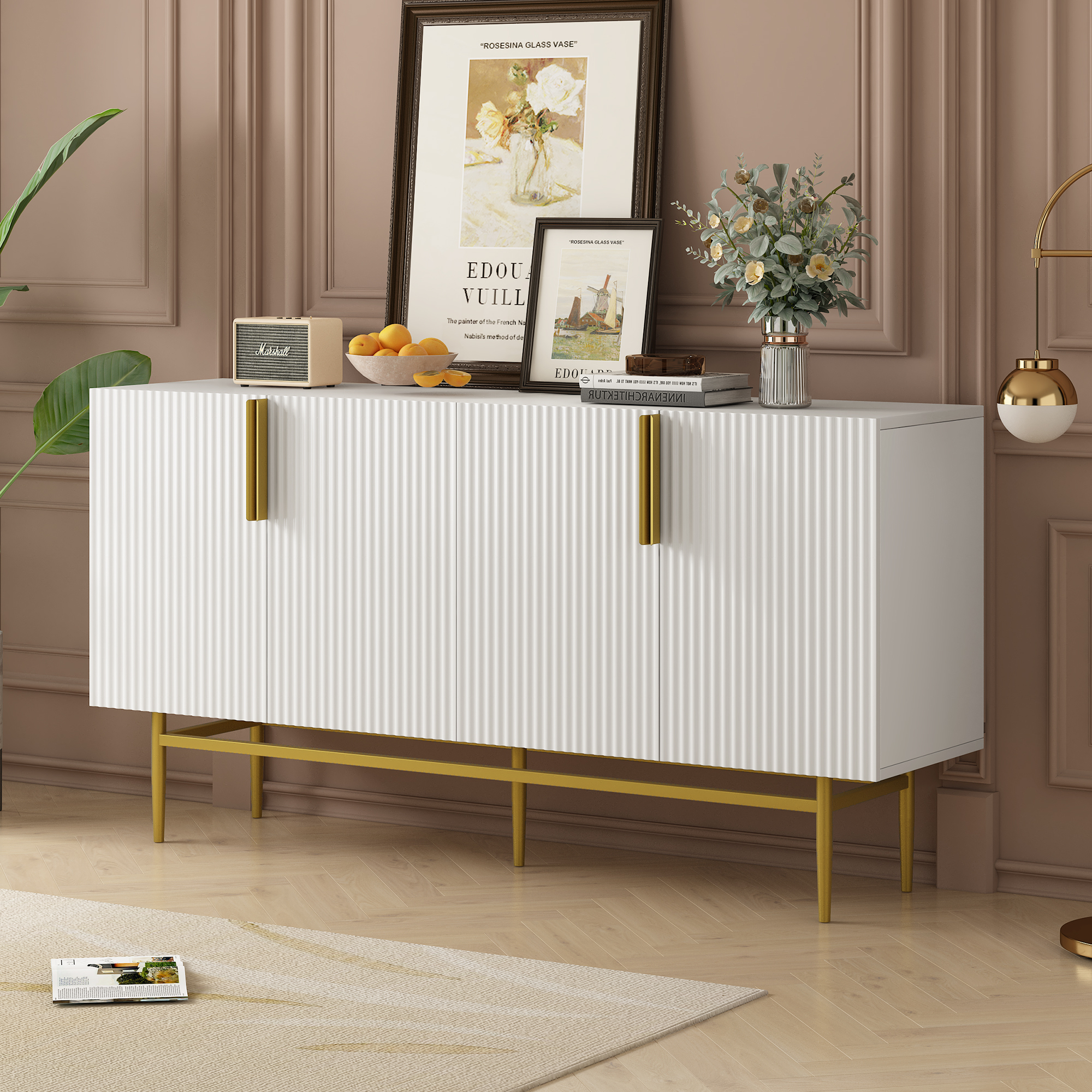 Bellini 60" Modern Accent Console Table Sideboard in White Color 