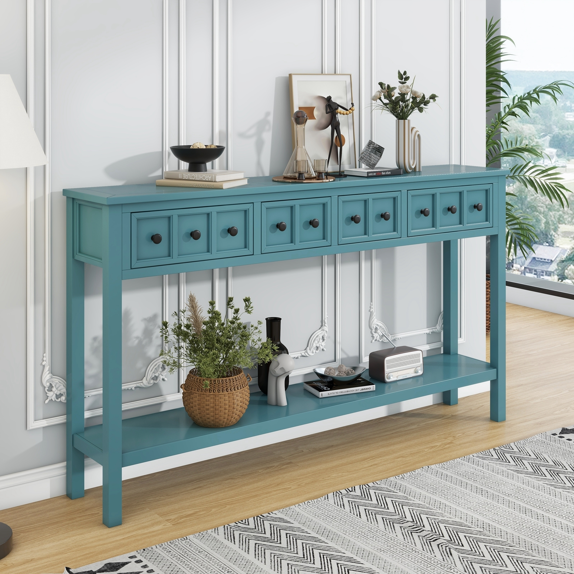 Hugh 60" Entryway Accent Cabinet Console Table Sideboard with Storage