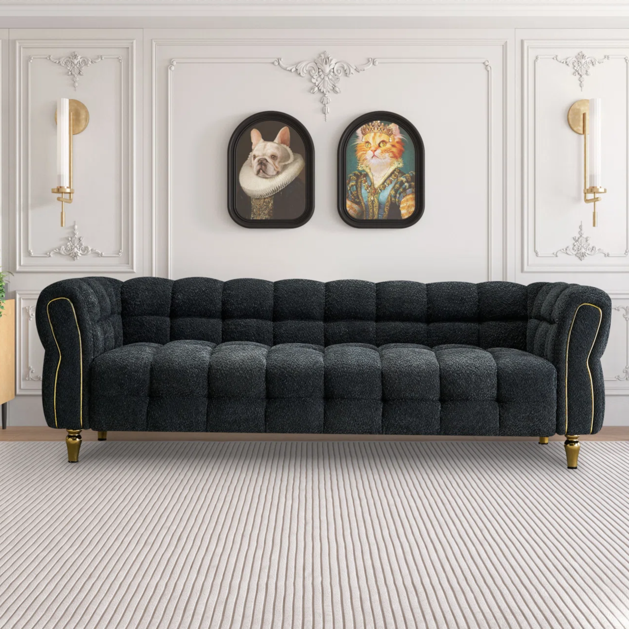 Lorissa 87" Luxurious Modern dark gray Boucle Fabric Sofa