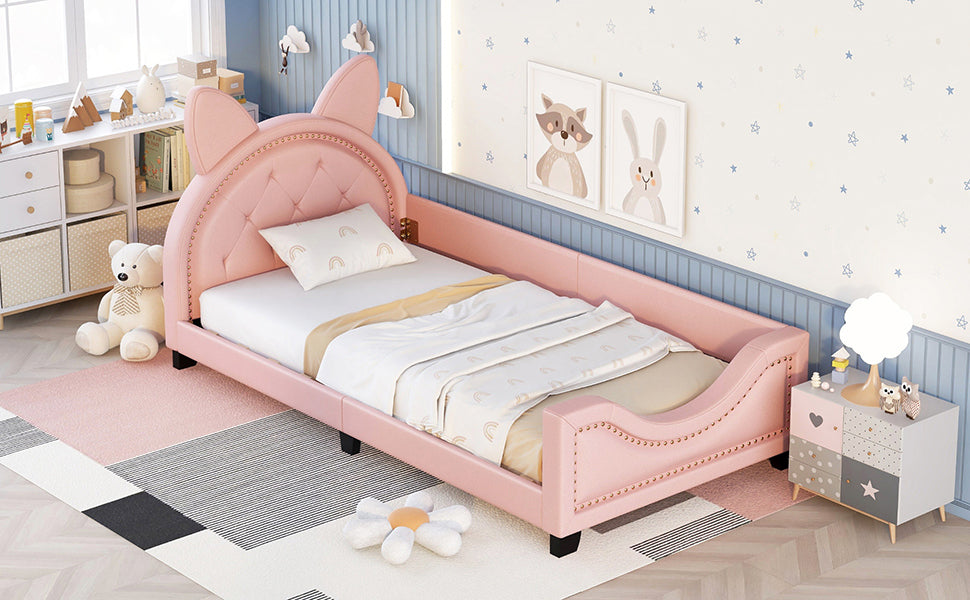 Merida Pink Faux Leather Twin Platform Bed