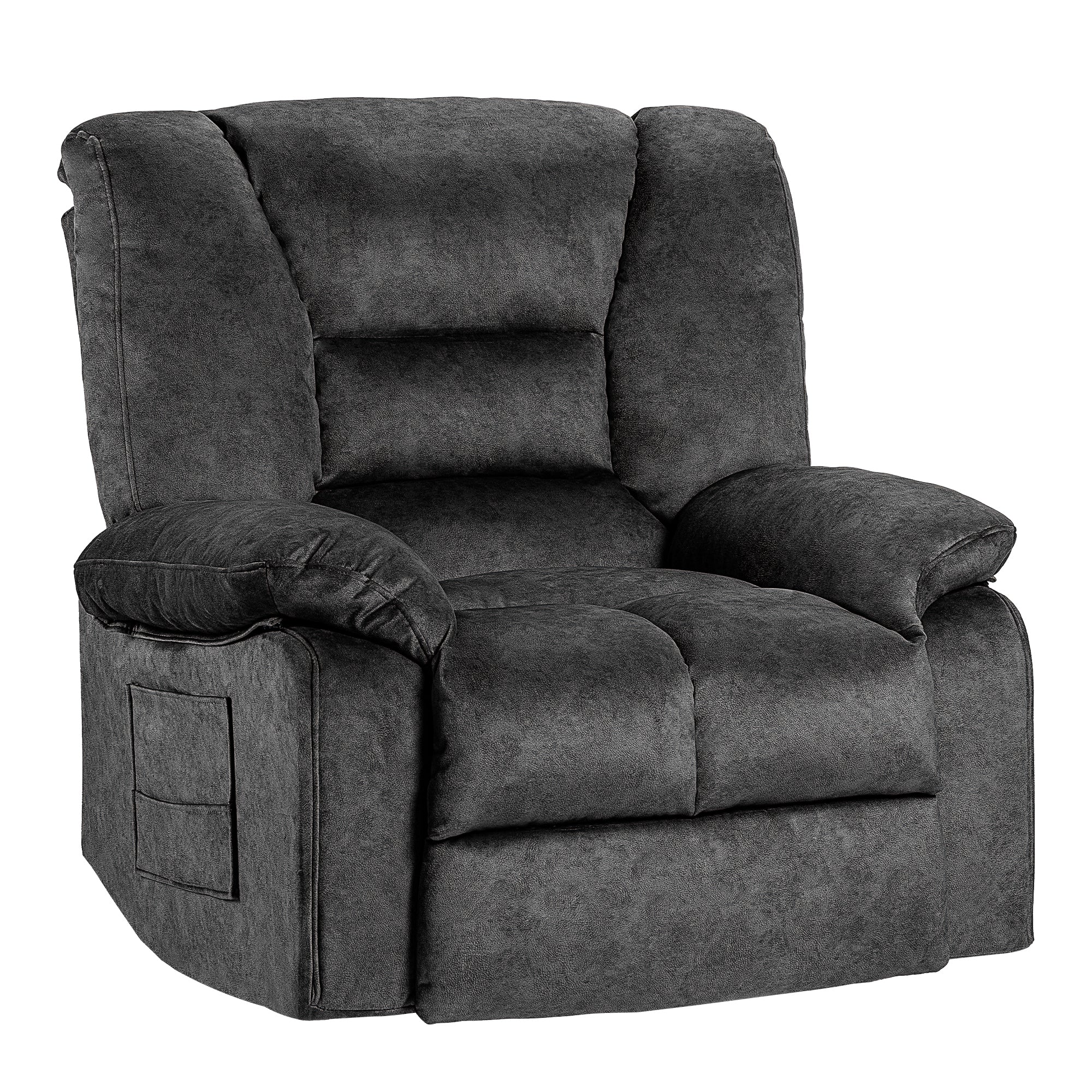 Martin Oversized Gray Velvet Recliner Chair  with Massage and Heating