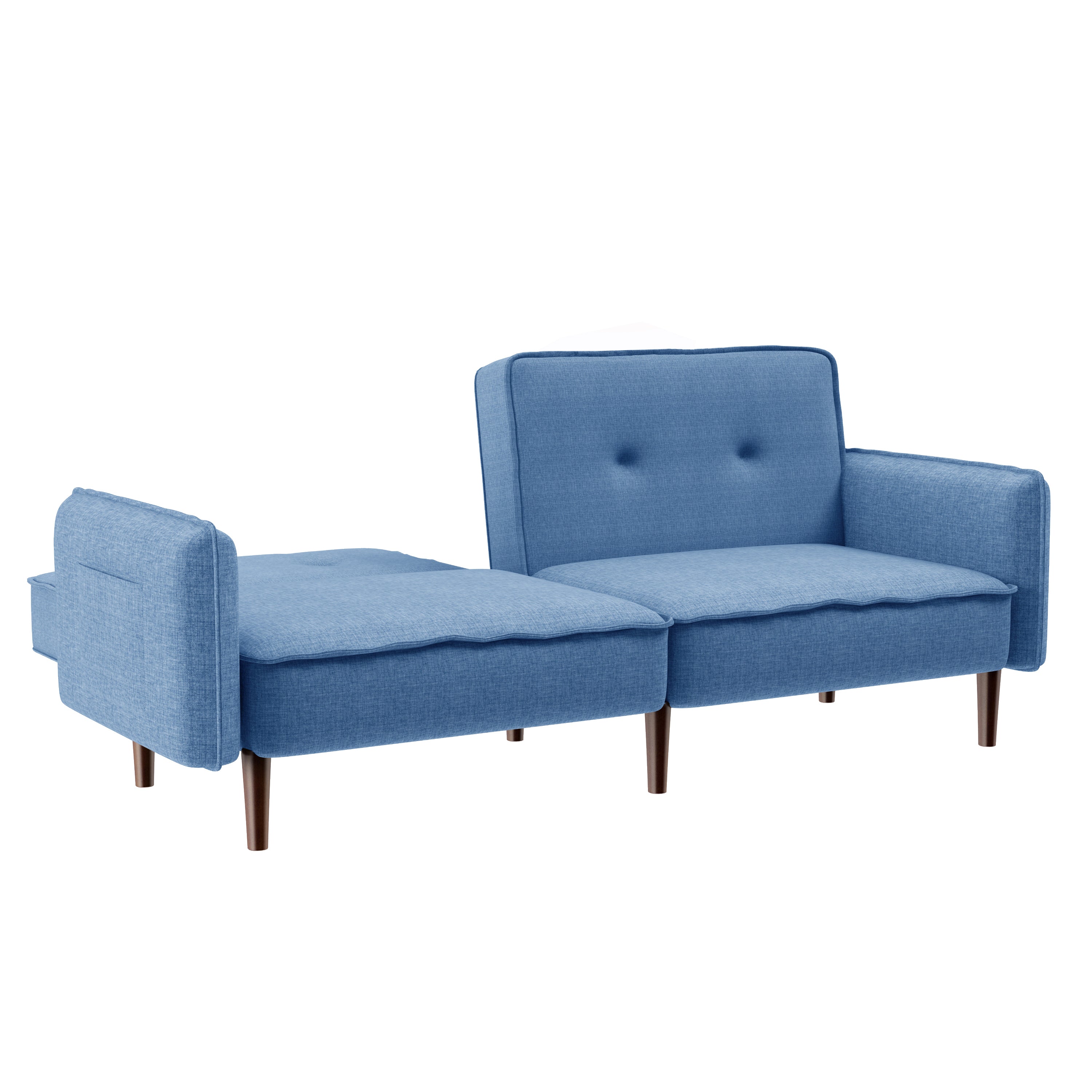 Sally Light Blue Linen Futon Convertible Sofa bed