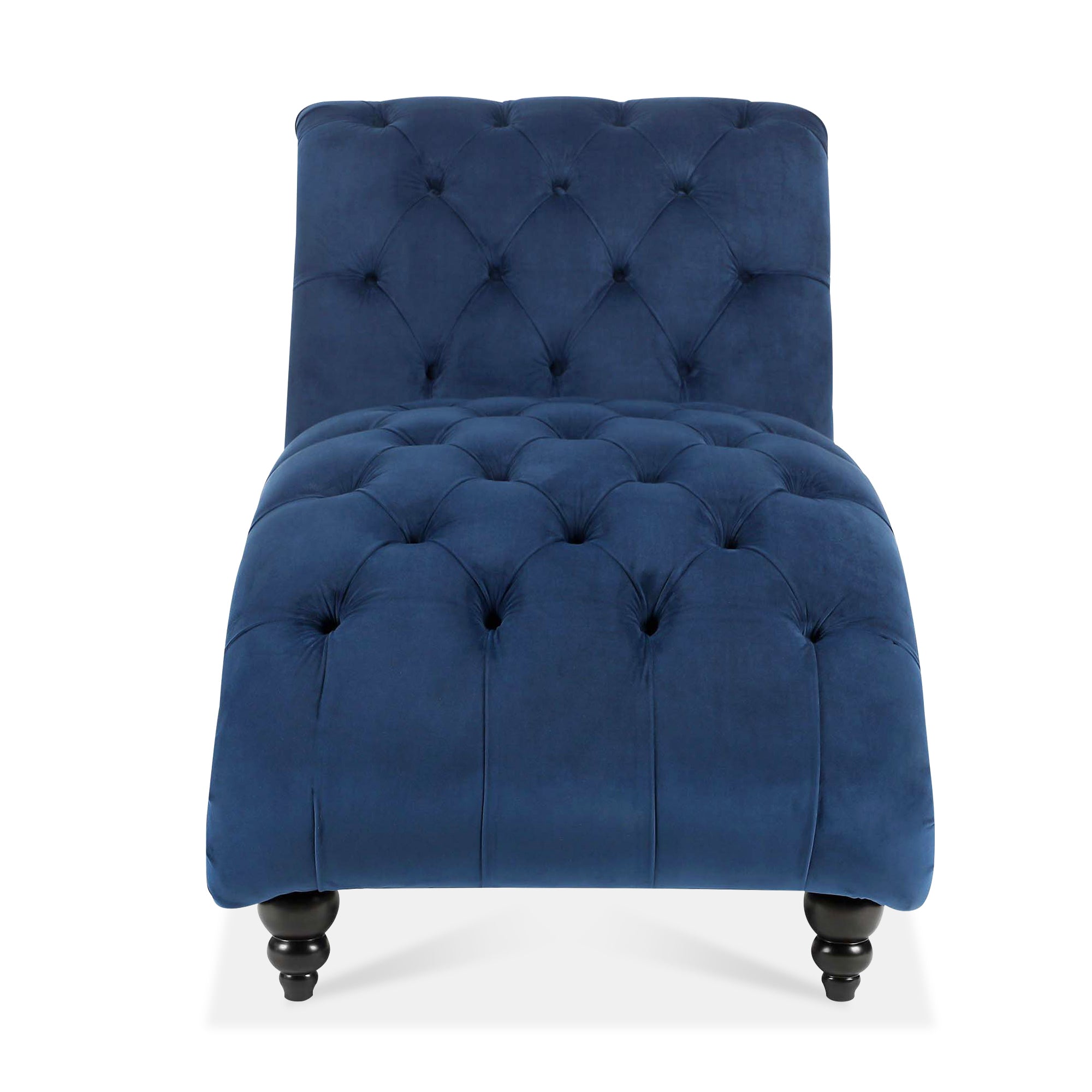 Madison Blue Velvet Tufted Cushion Chaise Lounge with Nailhead Trim