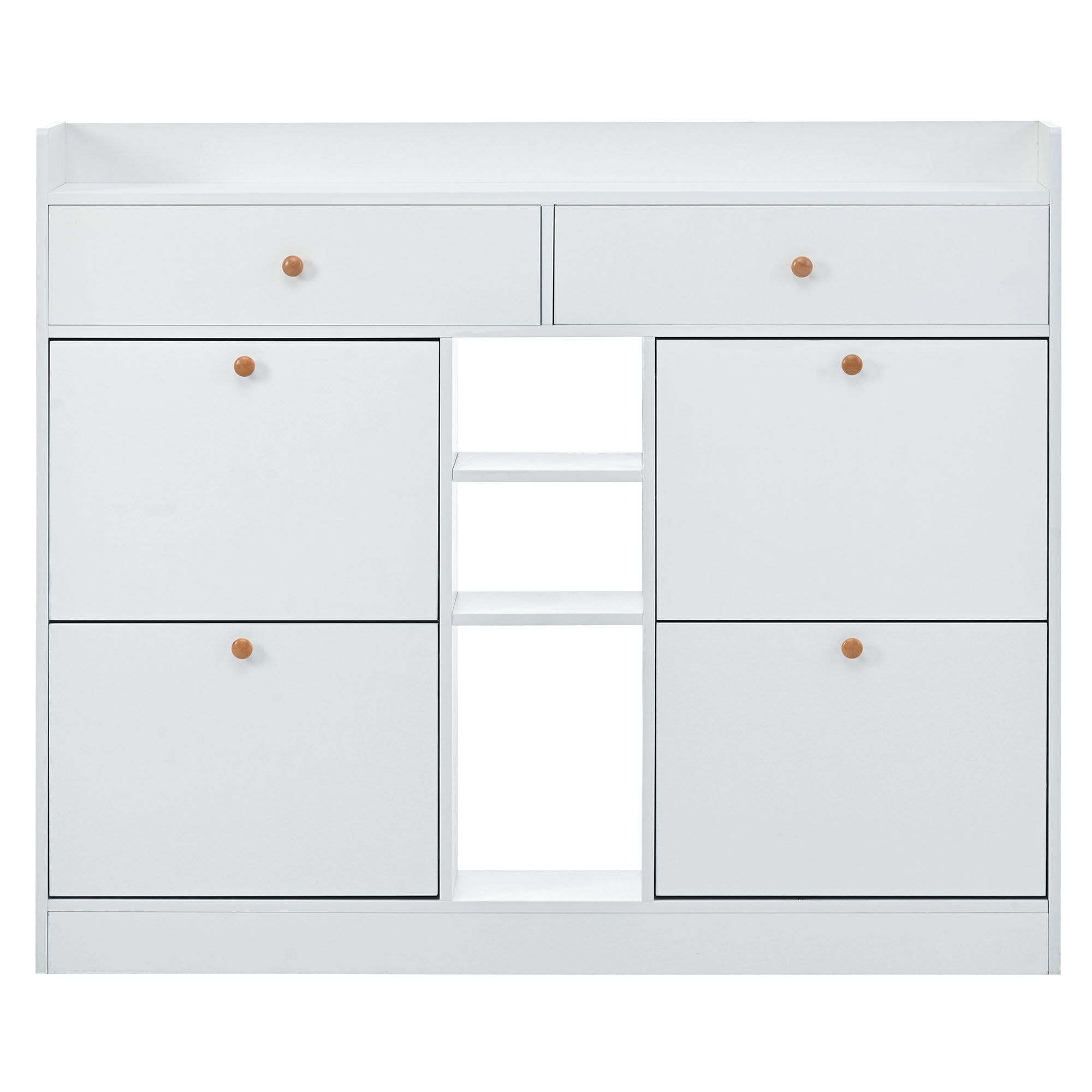 50.70" White Modern Shoe Rack Cabinet with 4 Flip Drawers