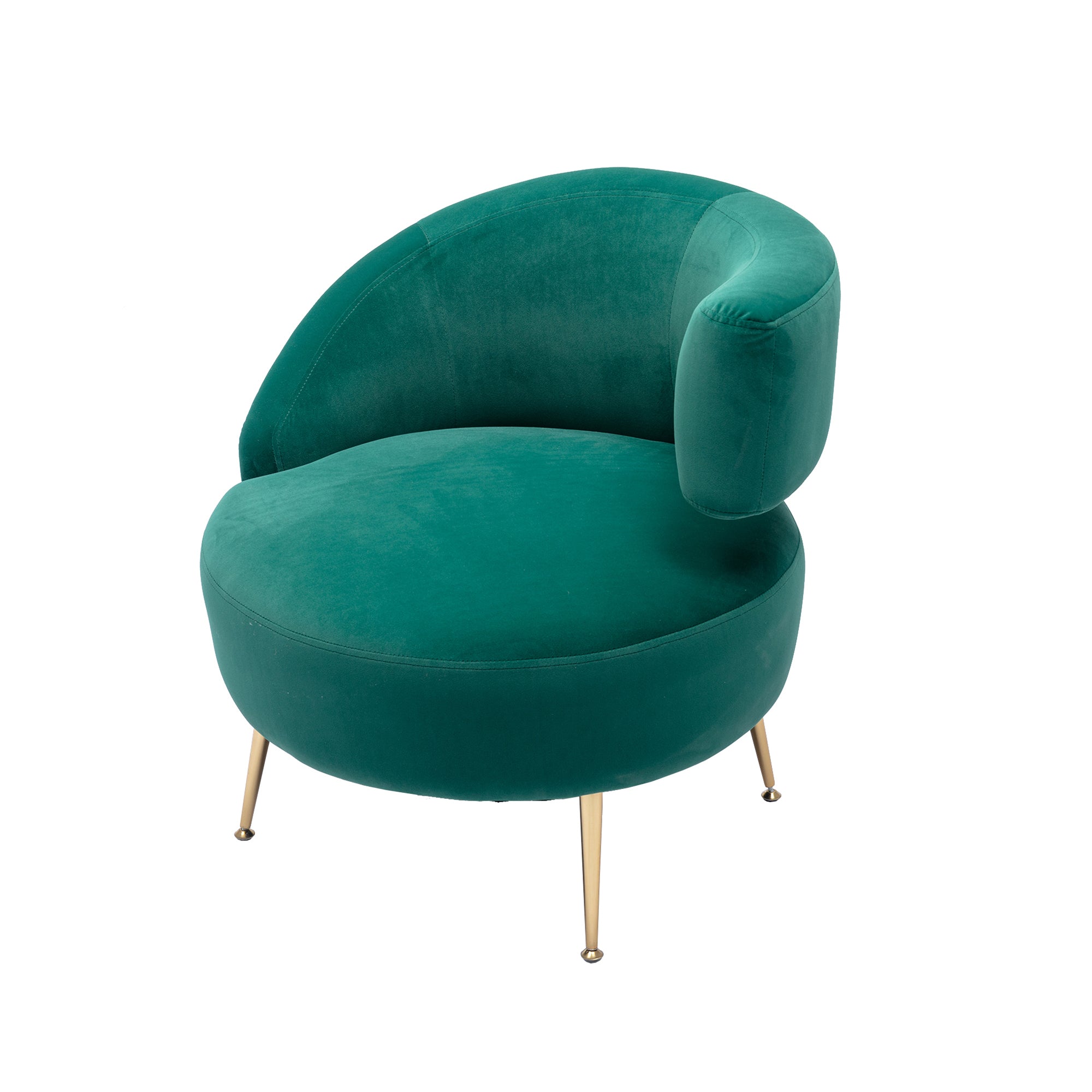 Joyce Emerald Polyester Accent Chair With Gold Finish Metal Legs
