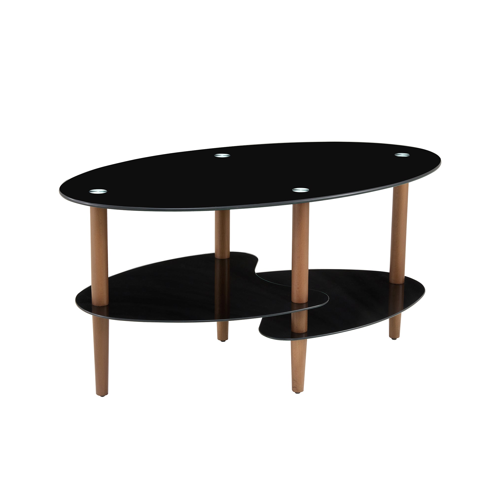 Modern Black Oval Tempered Glass Coffee Table
