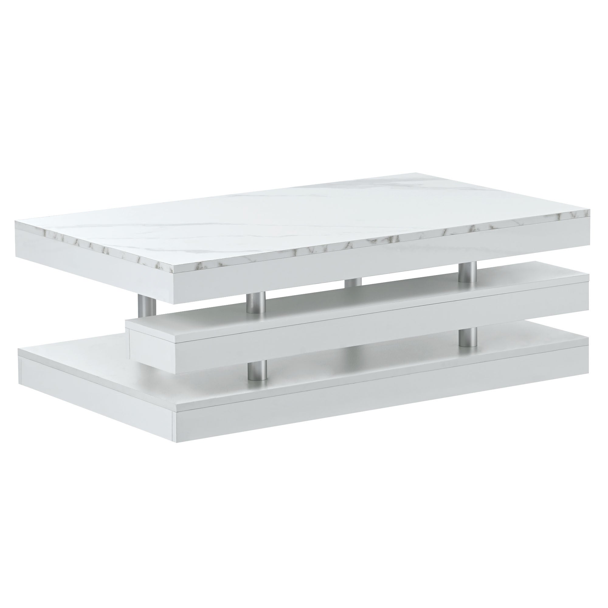 39.30"x23.60" Modern White Glossy Rectangle Coffee Table