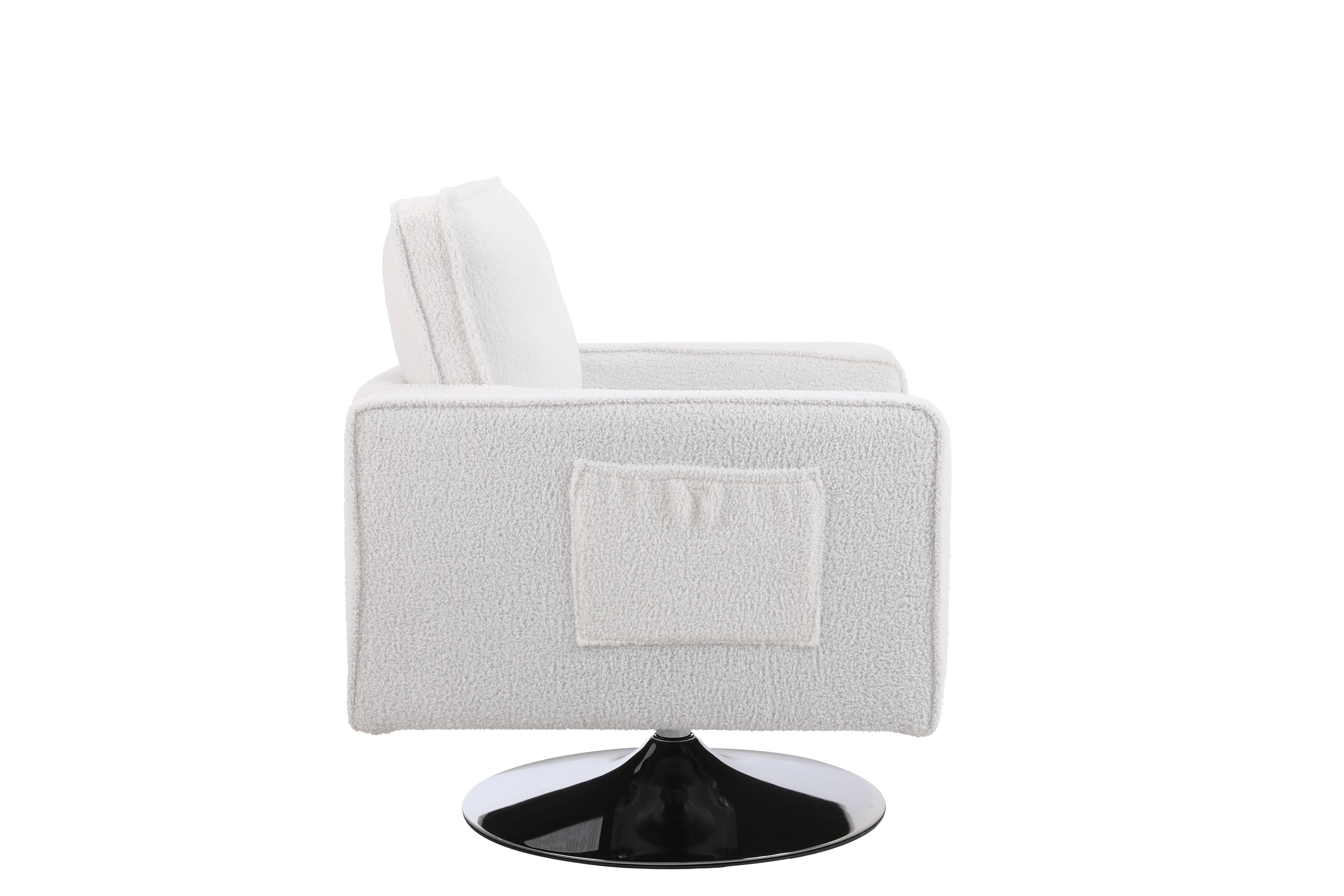 Boras White Boucle Modern Swivel Accent Armchair