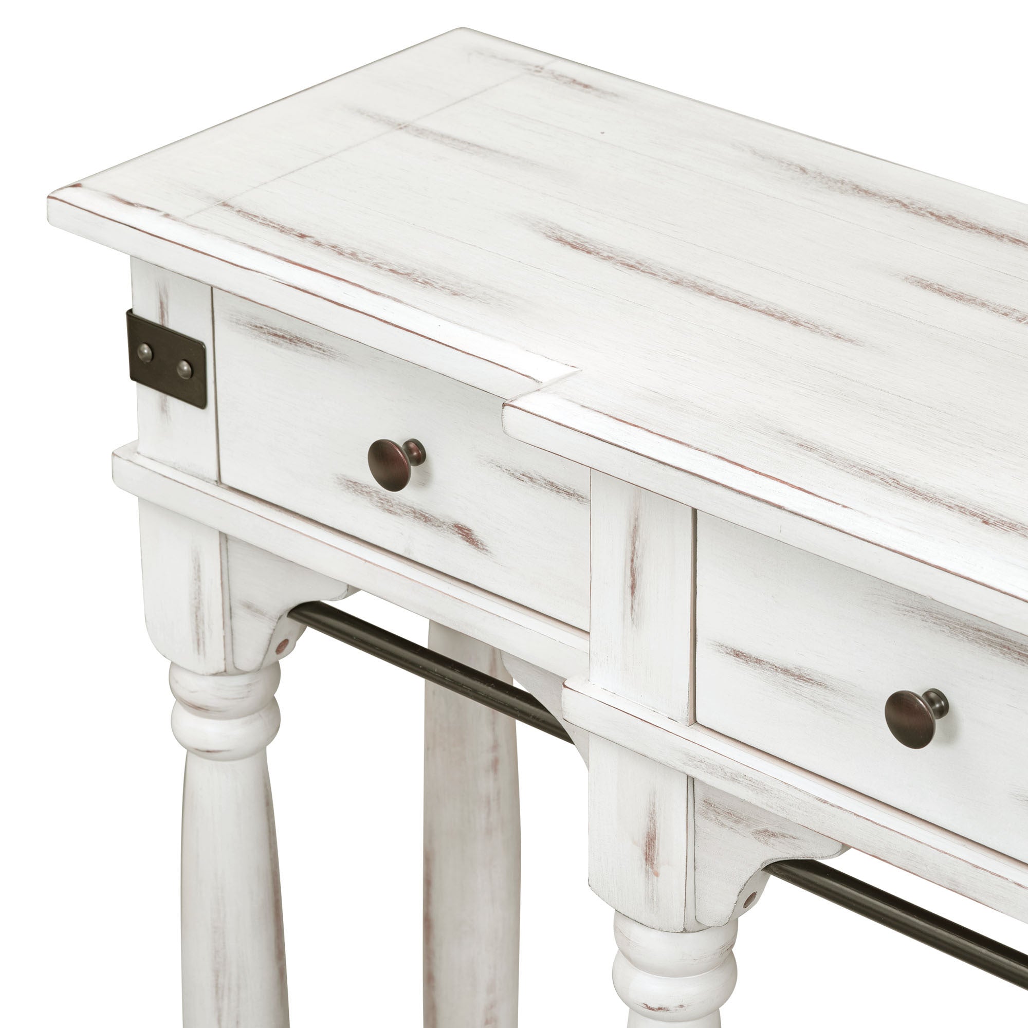 60" Retro style Console Table with Storage, Creamy white color