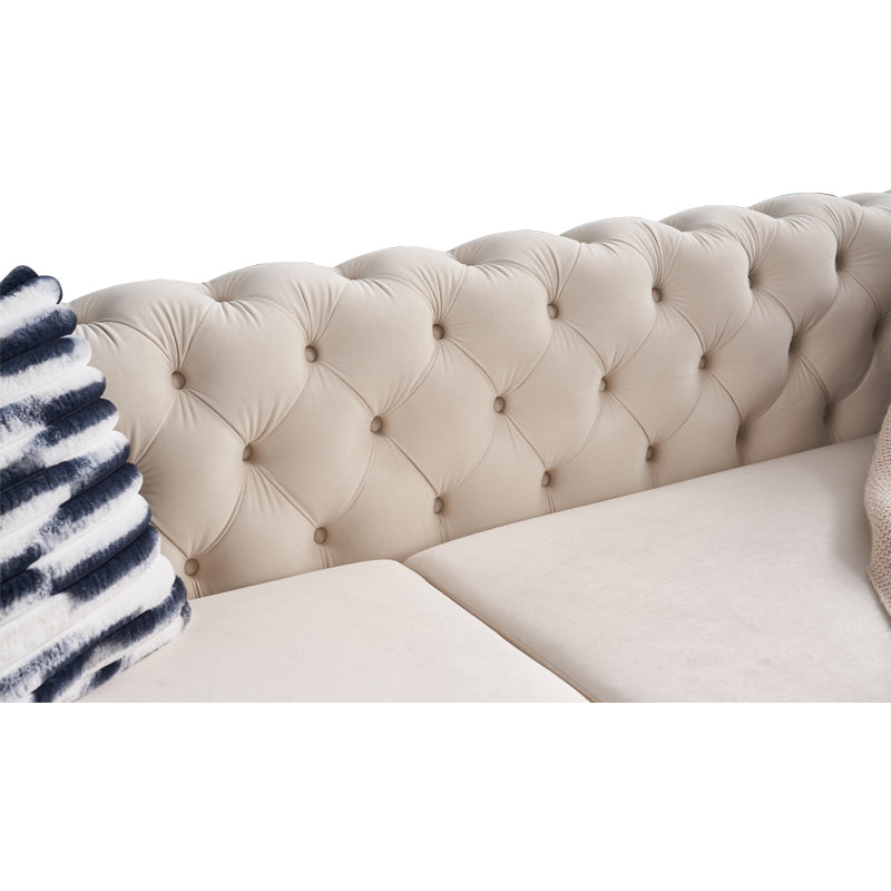 Giodani 84" Modern Cream Velvet Sofa
