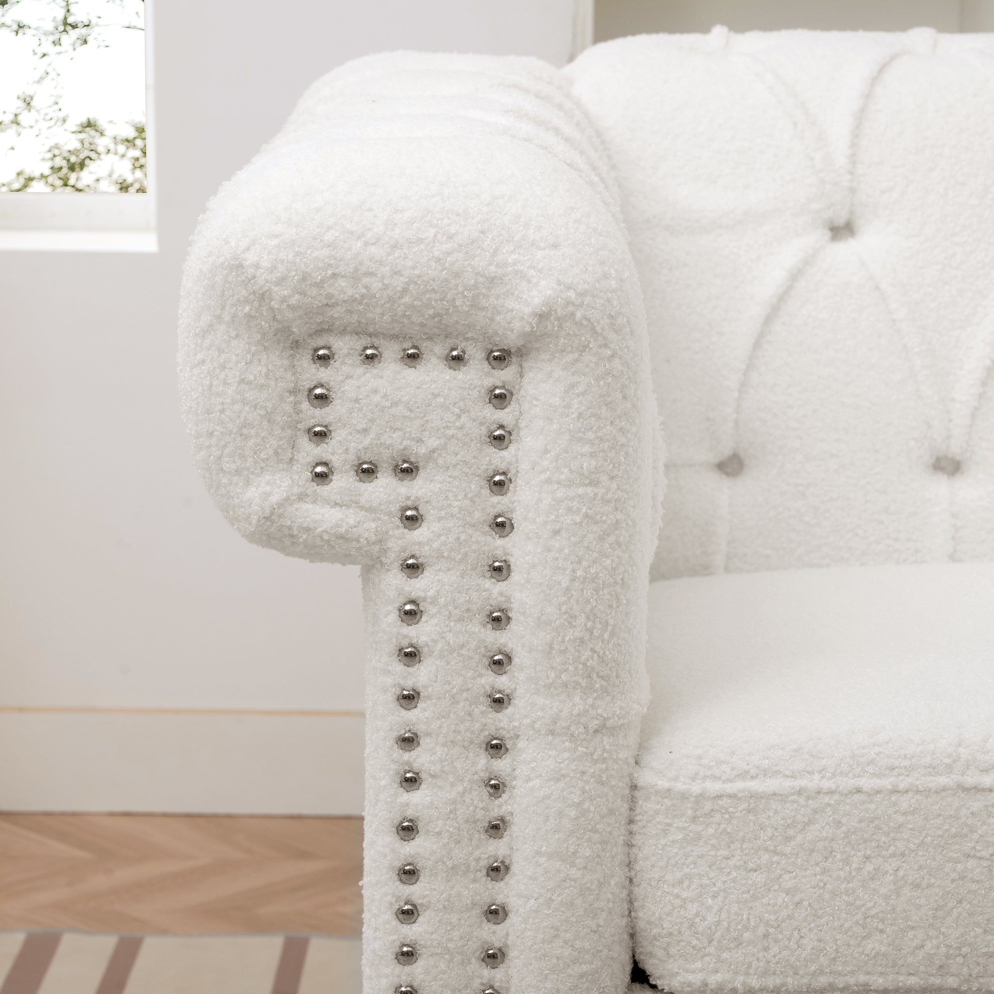 Juliet White Boucle Chesterfield Chair