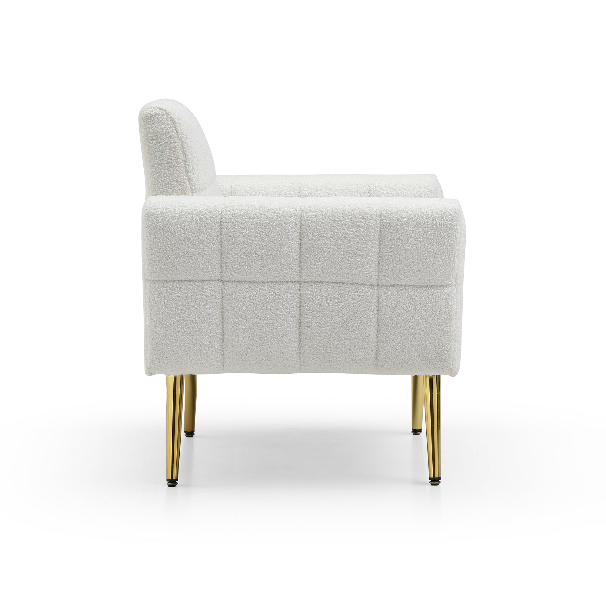 Kumla Boucle Fabric Modern Accent Armchair with Gold Metal Legs