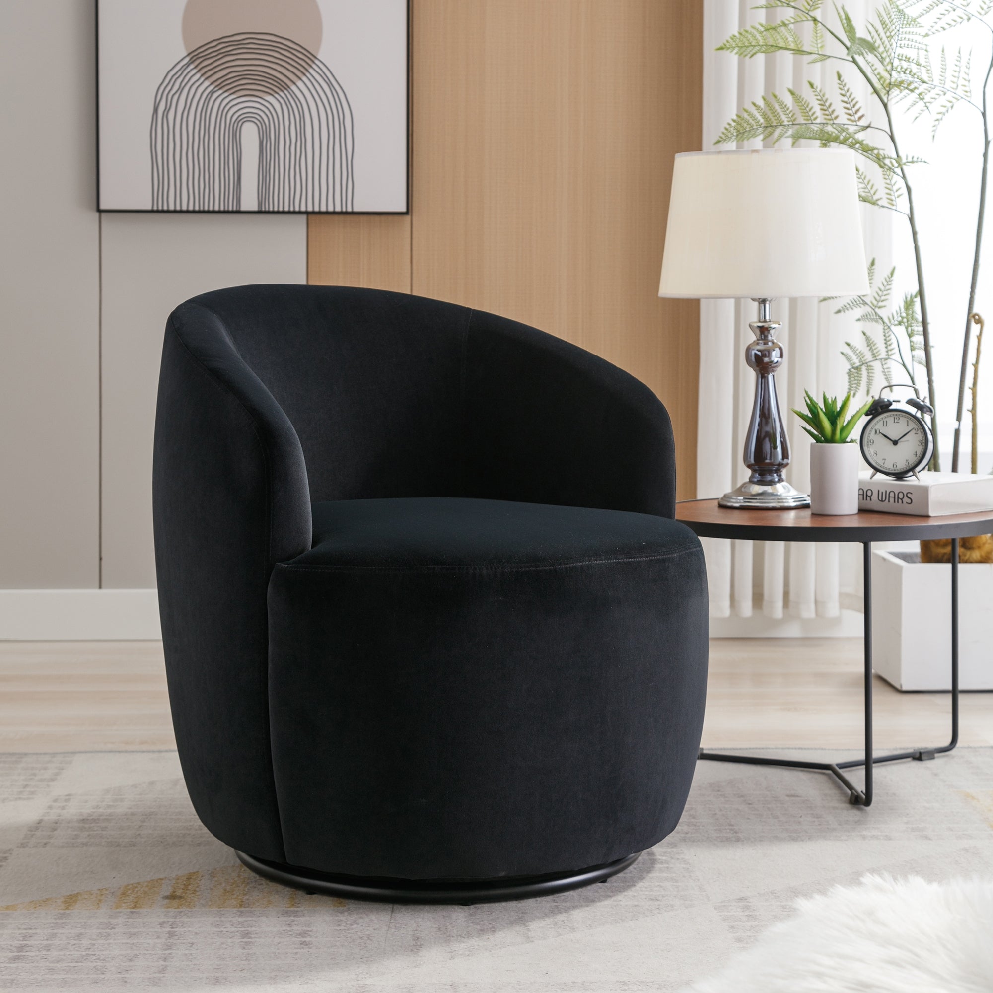 Nikki Luxury Velvet Swivel Accent Barrel Chair