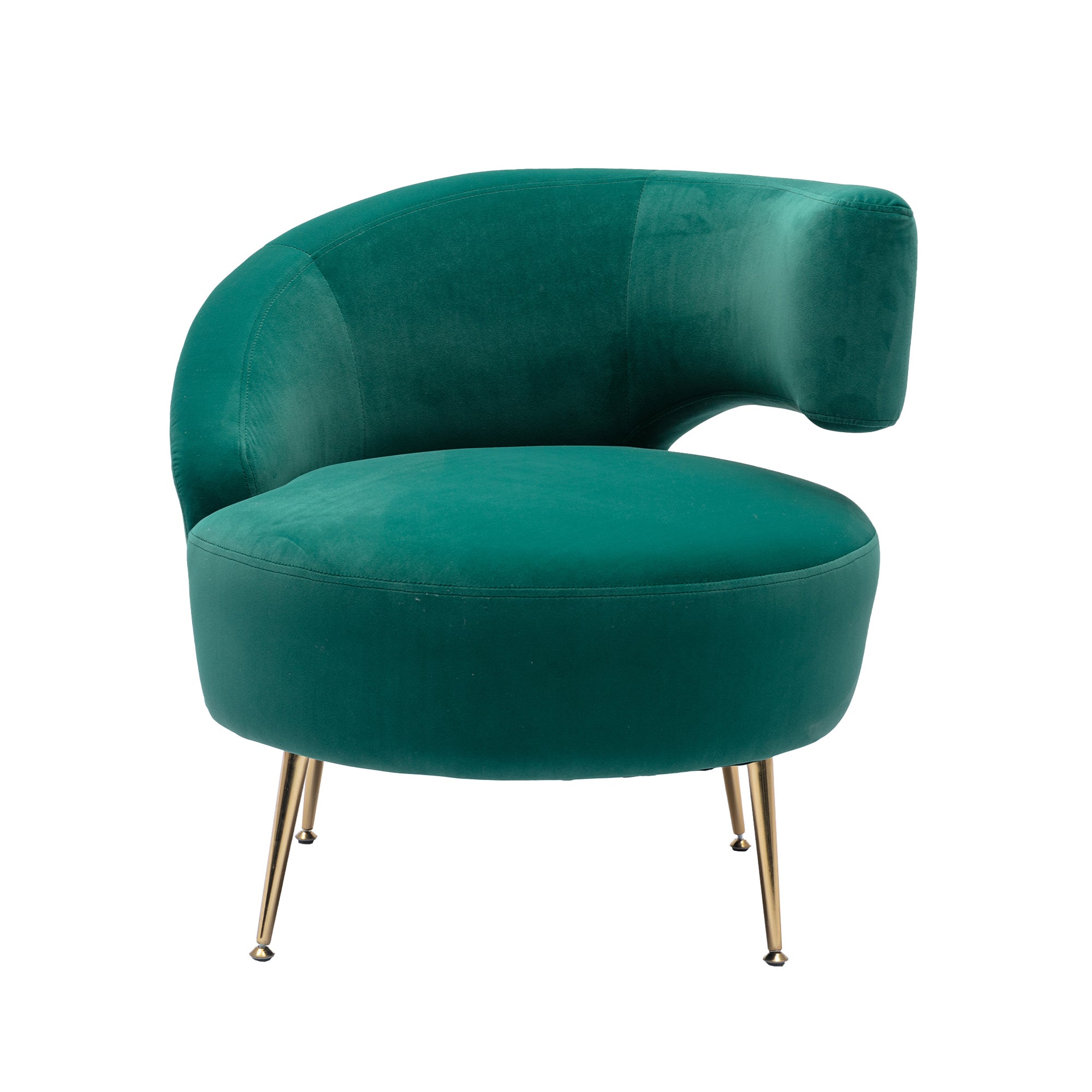 Joyce Emerald Polyester Accent Chair With Gold Finish Metal Legs
