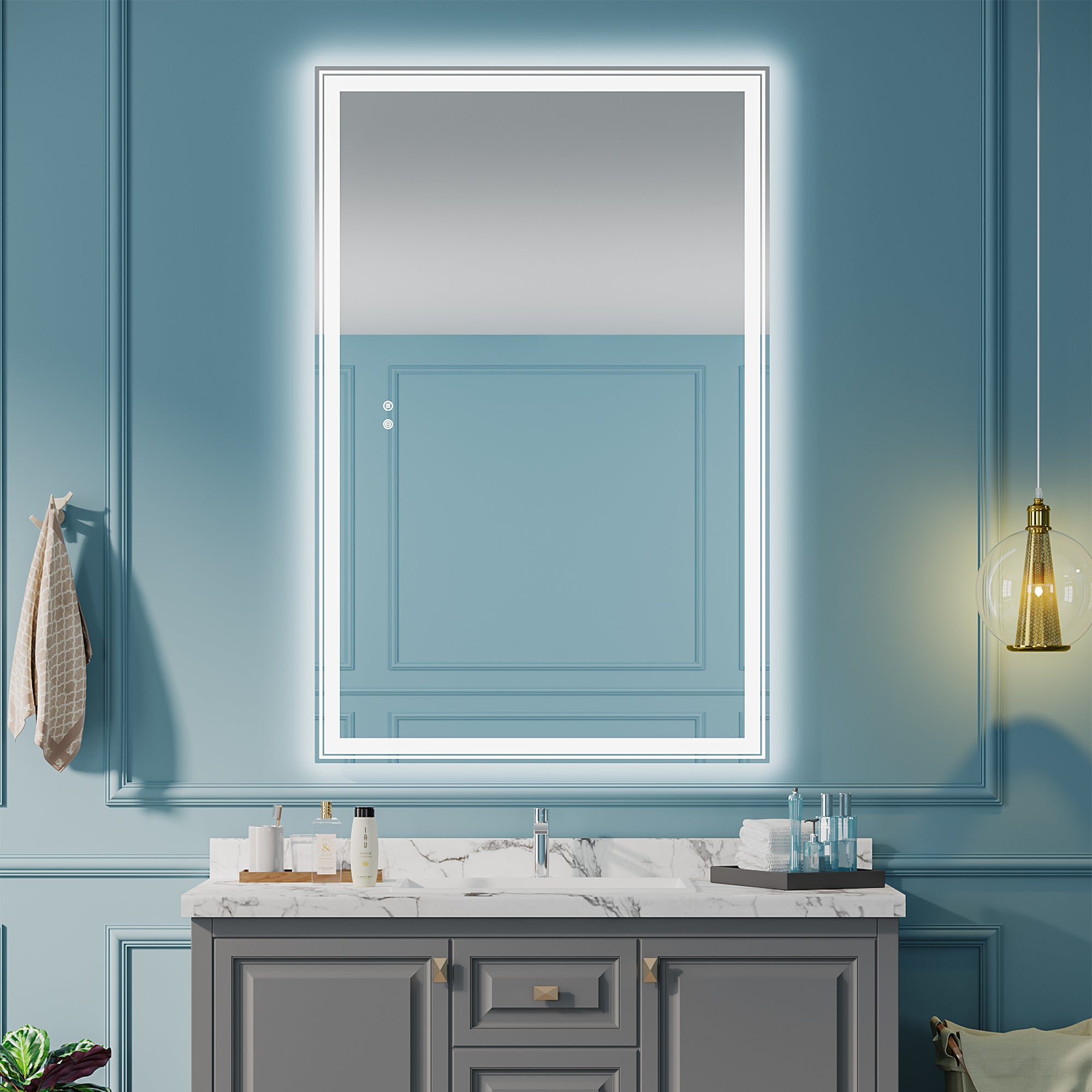 55"×36" inch LED Bathroom Vanity Mirror, Anti-Fog Memory, Adjustable Brightness