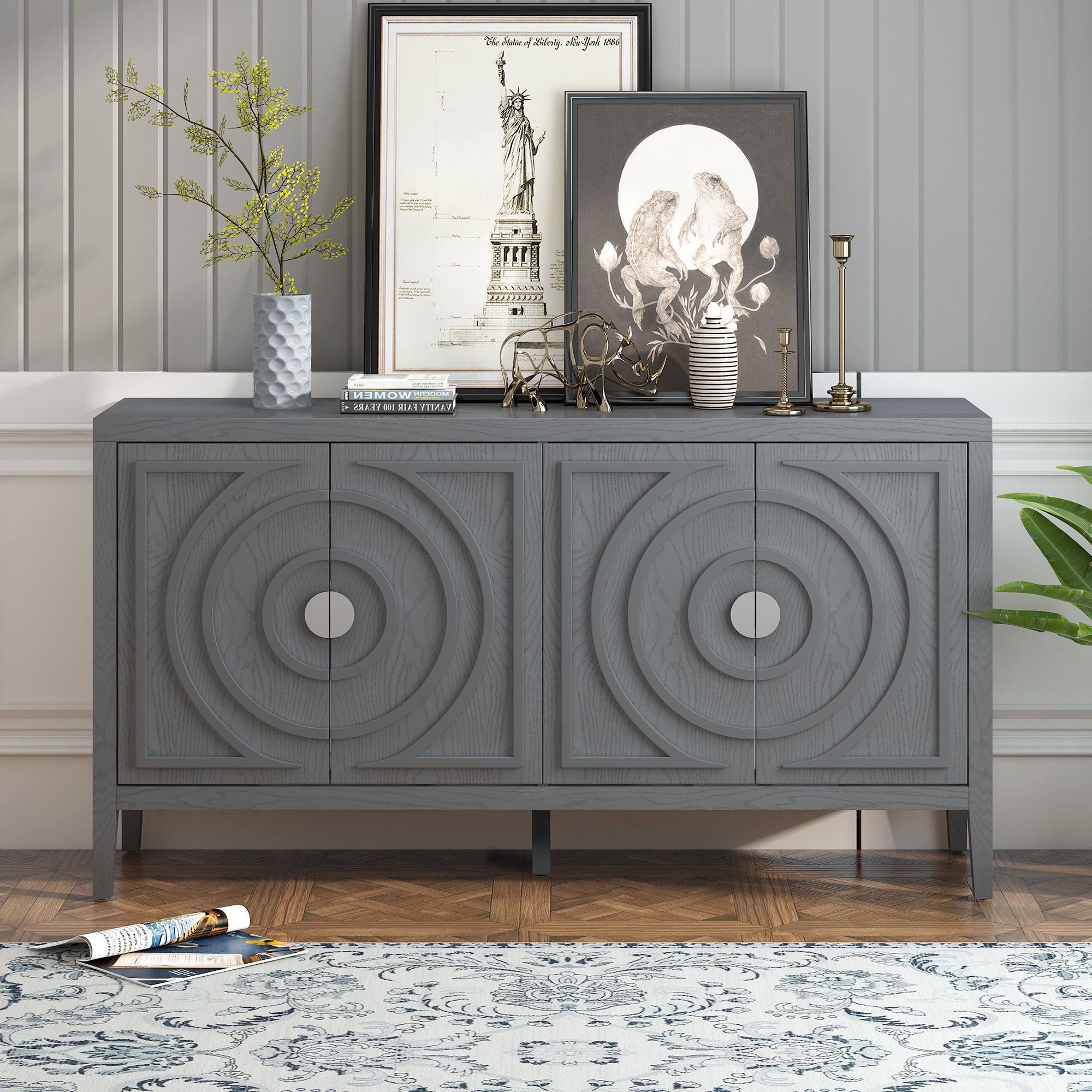 Bryson 60" Gray Accent Console Table Sideboard