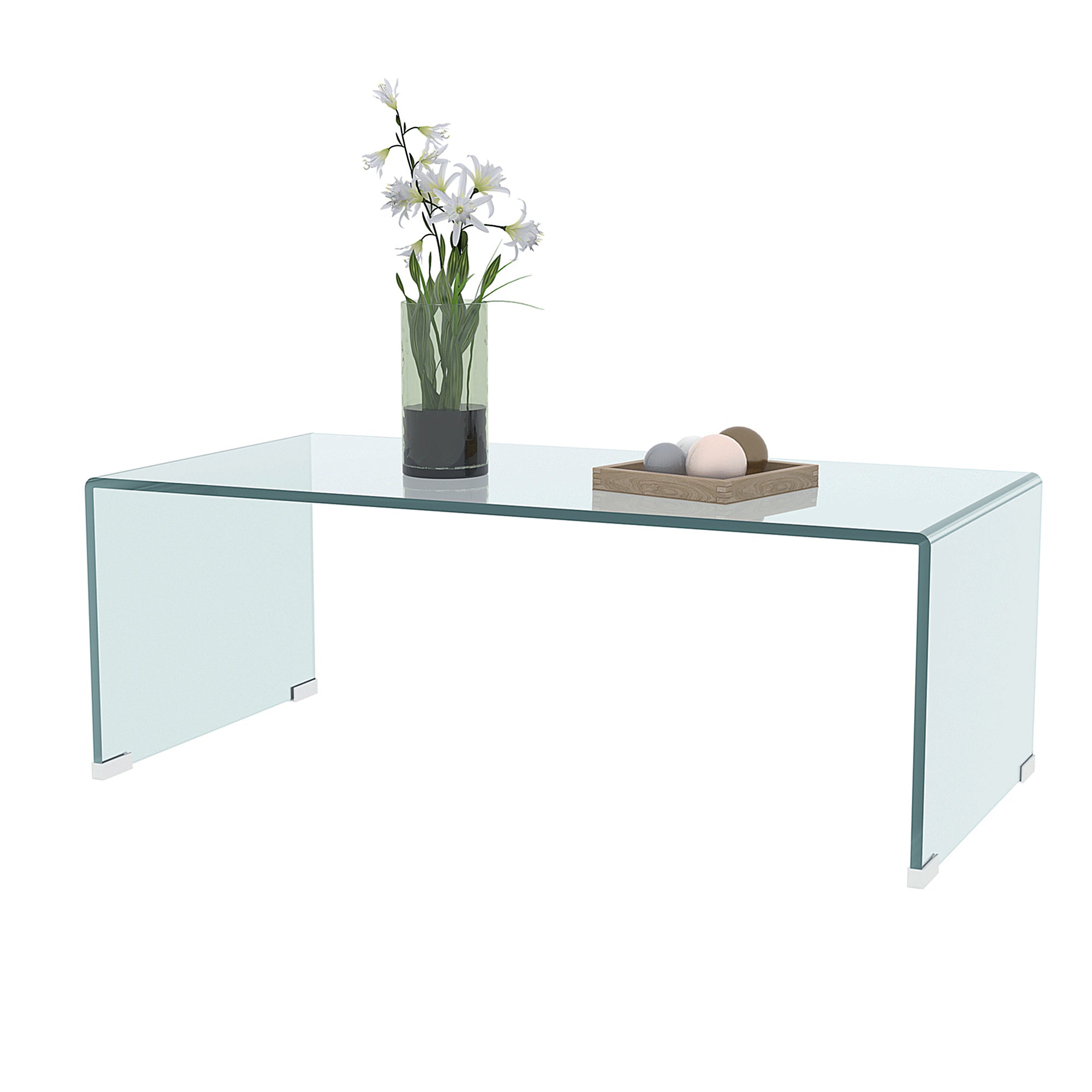 Arvika Modern Tempered Bent Glass Coffee Table