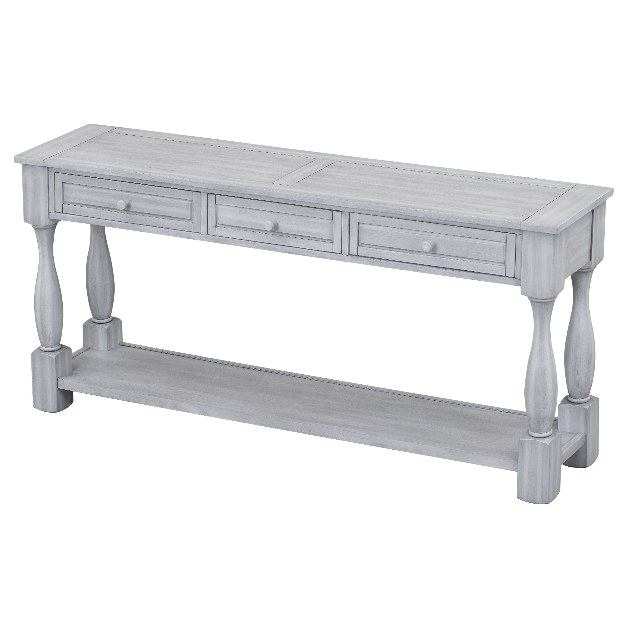 64" Console Entryway Table, Sideboard, Light Gray Color
