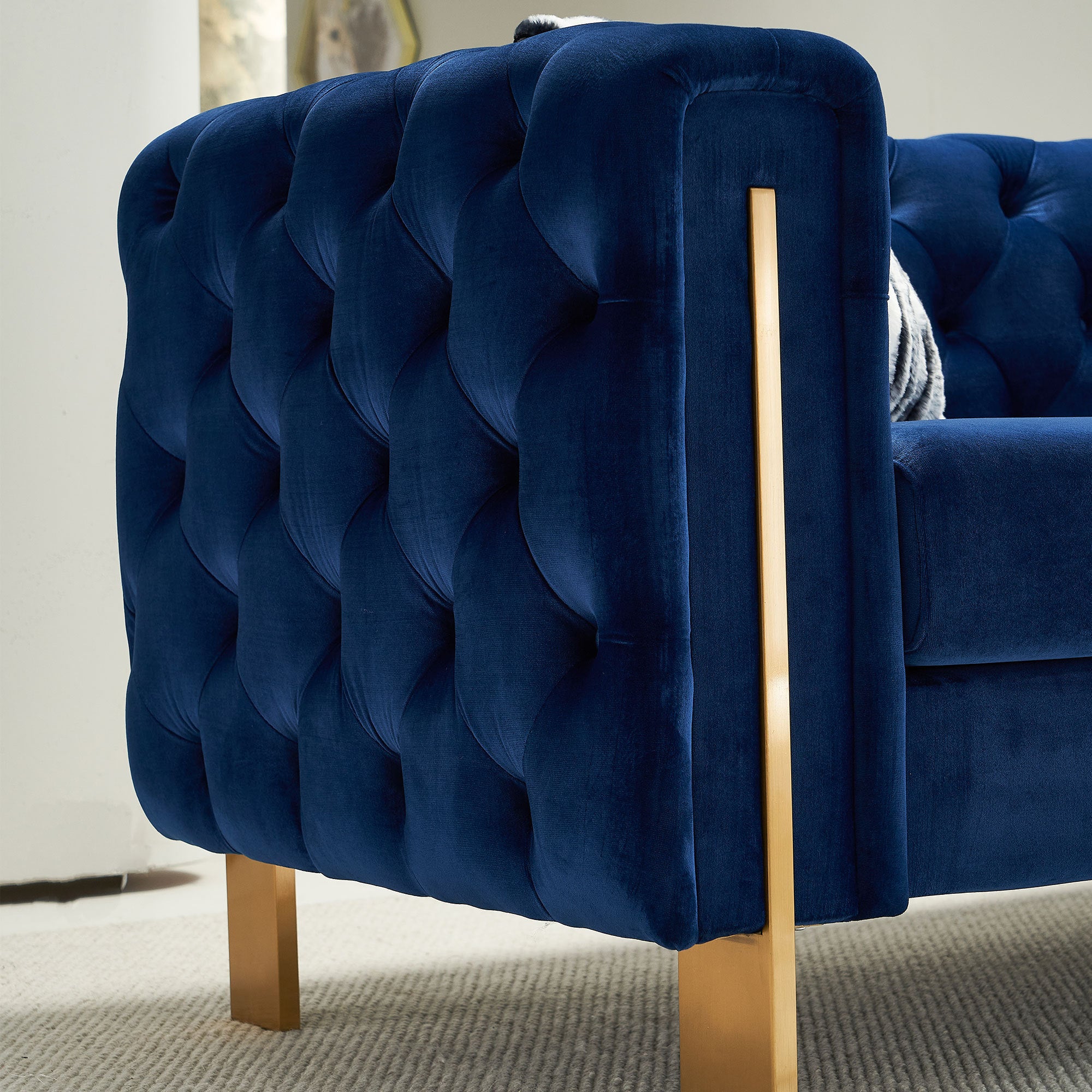 Giodani 84" Modern Blue Velvet Sofa