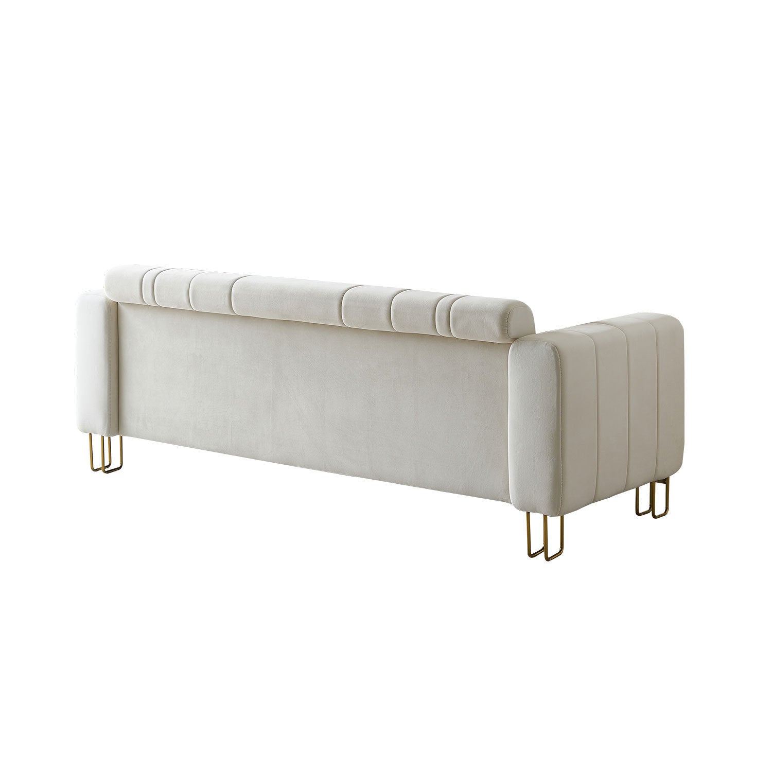 Leonardo 85" Modern Beige Velvet Sofa
