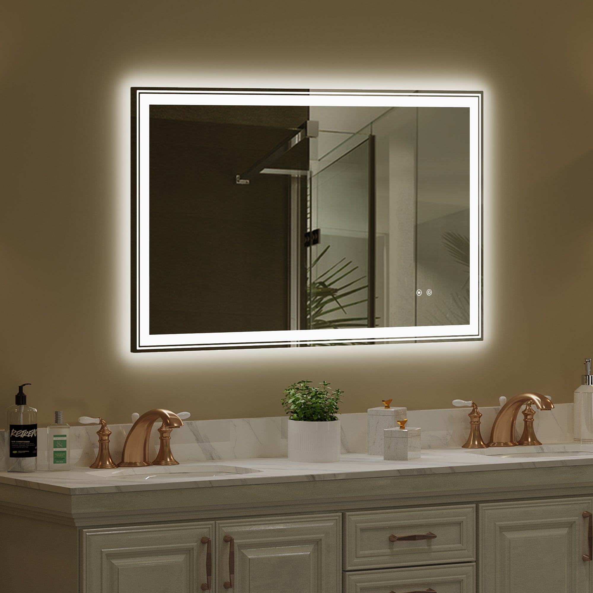48"×30"  LED Bathroom Vanity Mirror with Anti-Fog and Adjustable Brightness front and back light 
