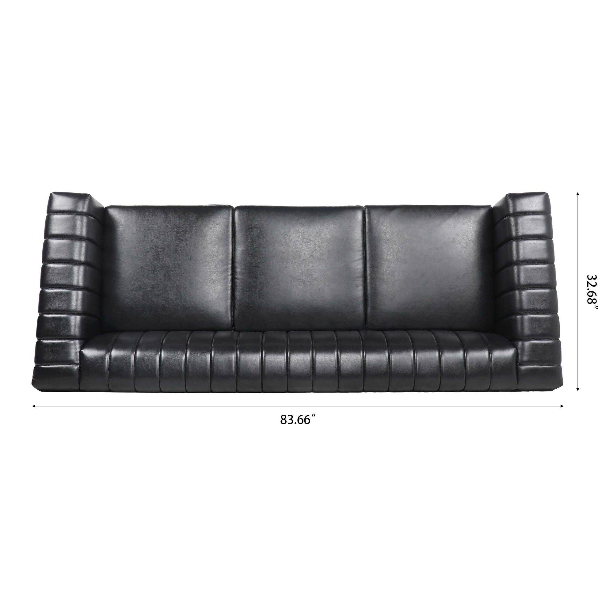 Auston 83" Black Faux Leather Chesterfield Sofa