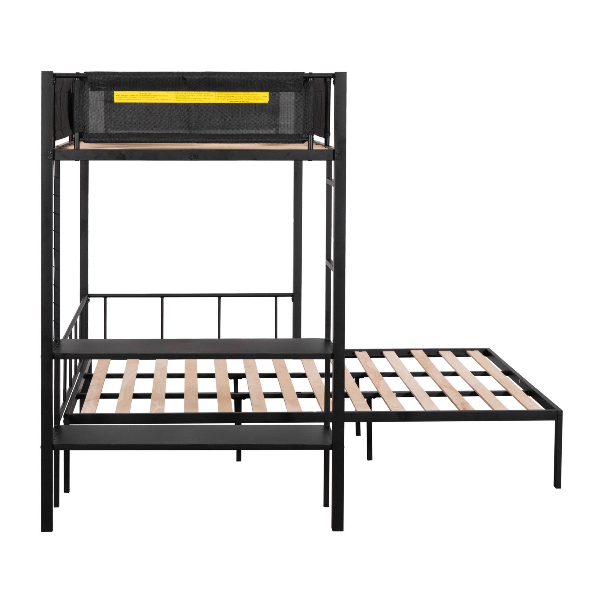 Dylan Black Metal Twin over Full Loft Bunk with Shelves