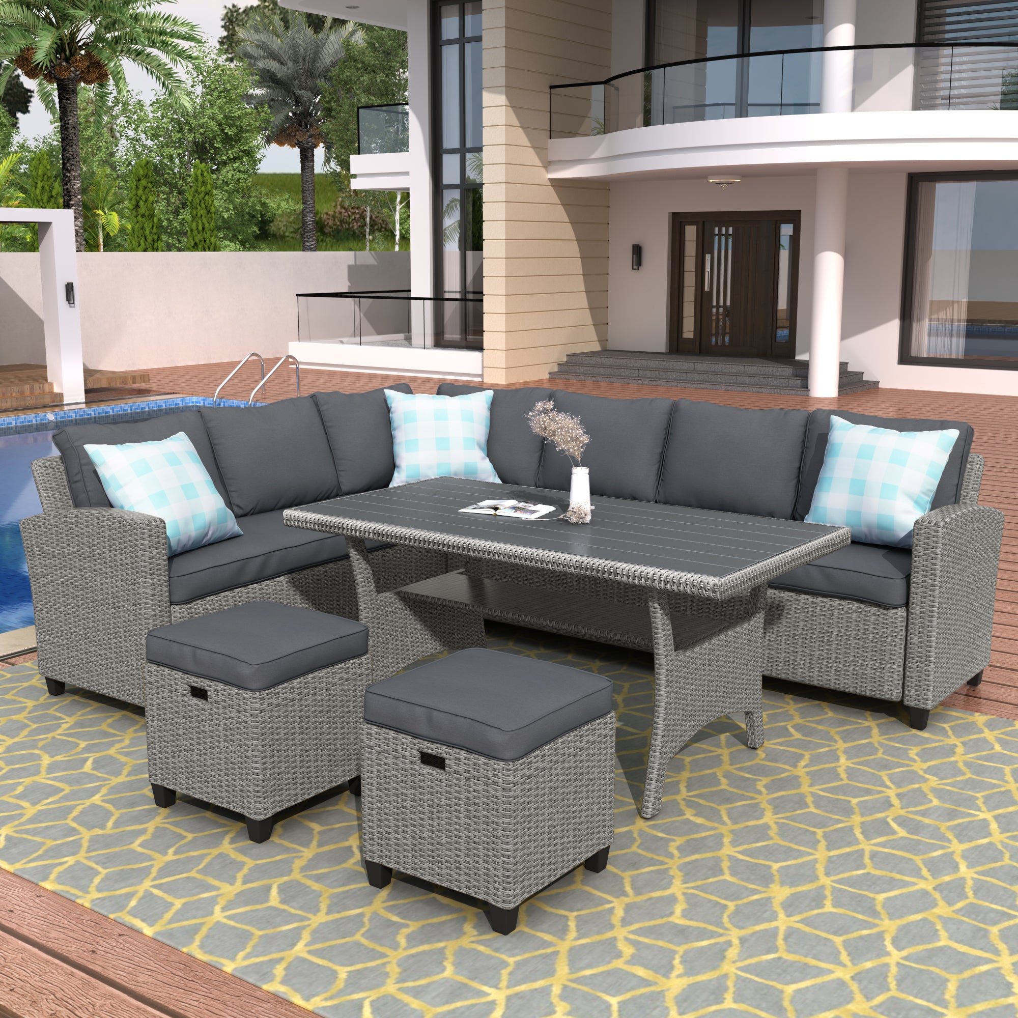 Maui 5-Pieces Outdoor Dining Sofa Set
