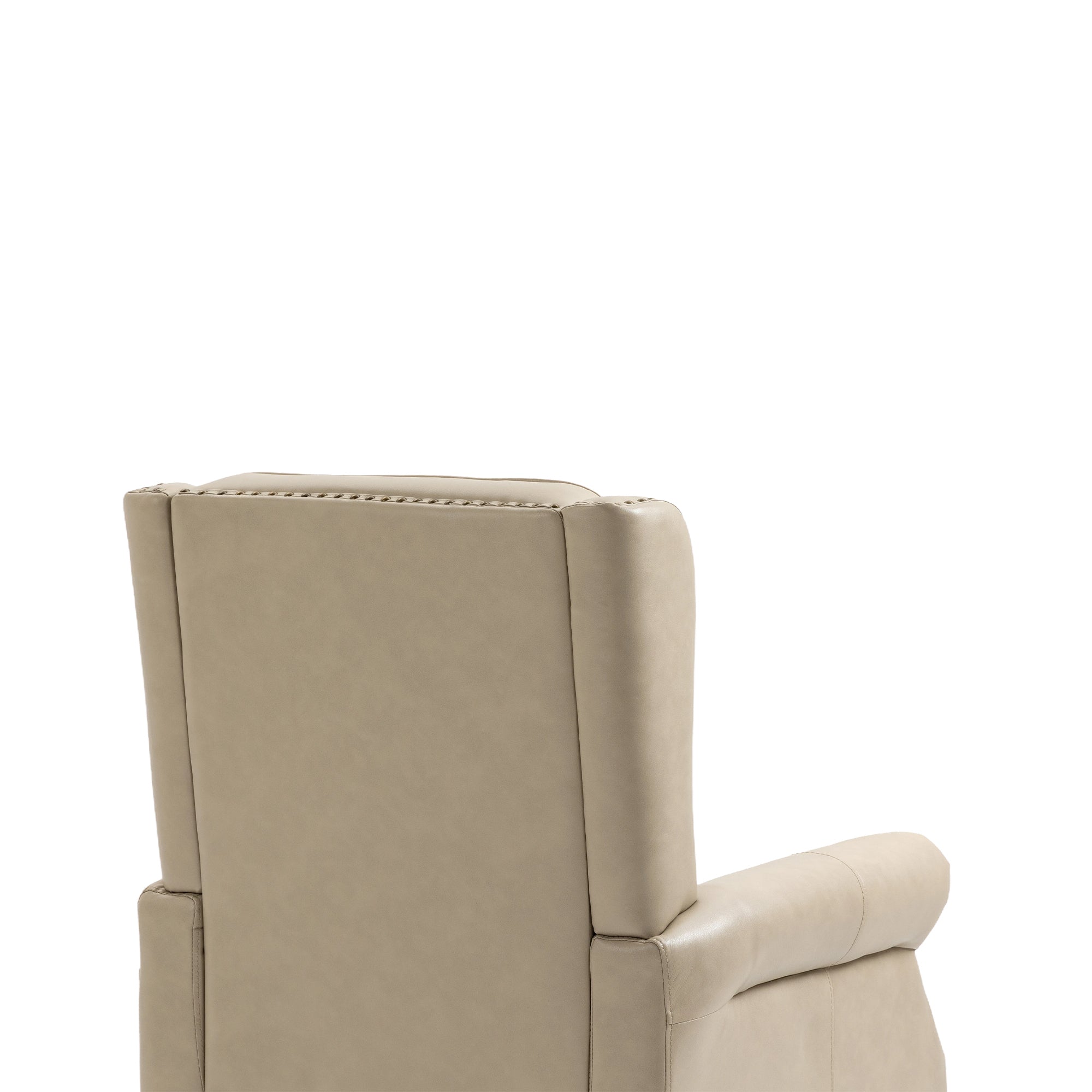 Wallace Beige Faux Leather Wing Accent Chair with Tufted Back and Nailhead