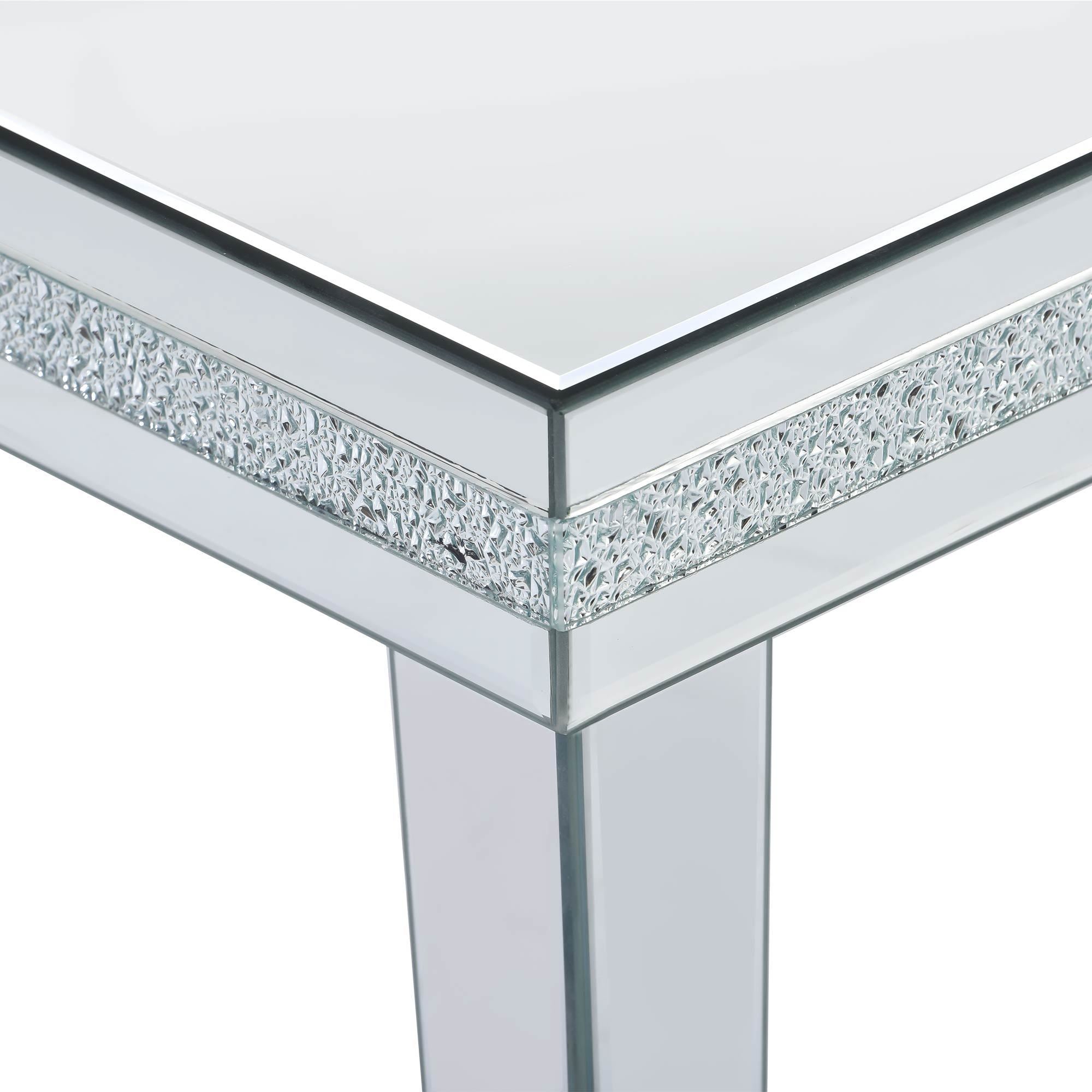 35.40" Modern Glass Mirrored Coffee Table with Crystal Inlay Design