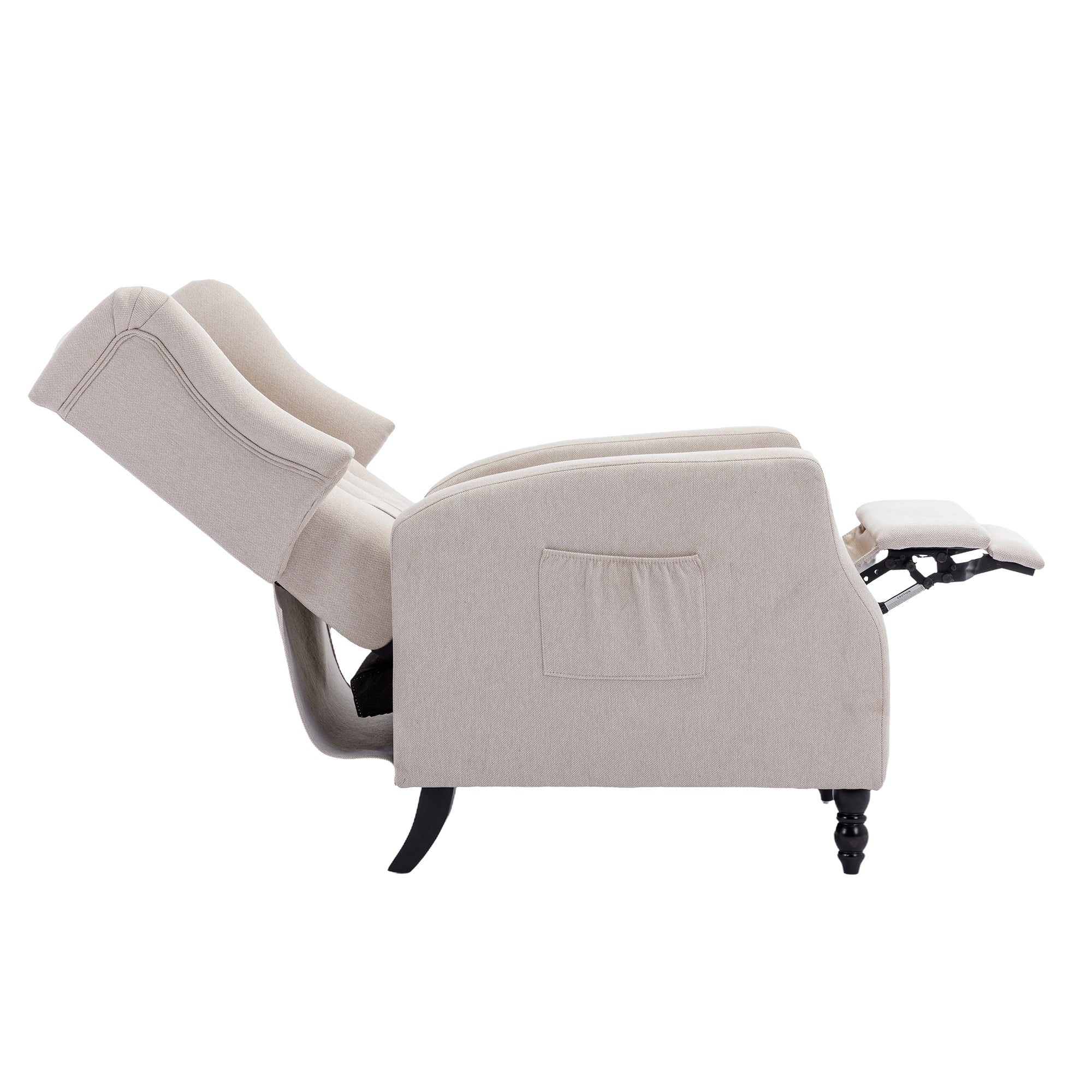 Ellen Beige Linen Pushback Recliner Accent Chair