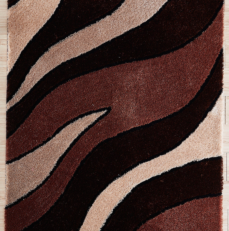 5' x 7' Soft Pile Hand Tufted Shag Area Rug (brown/black/beige)