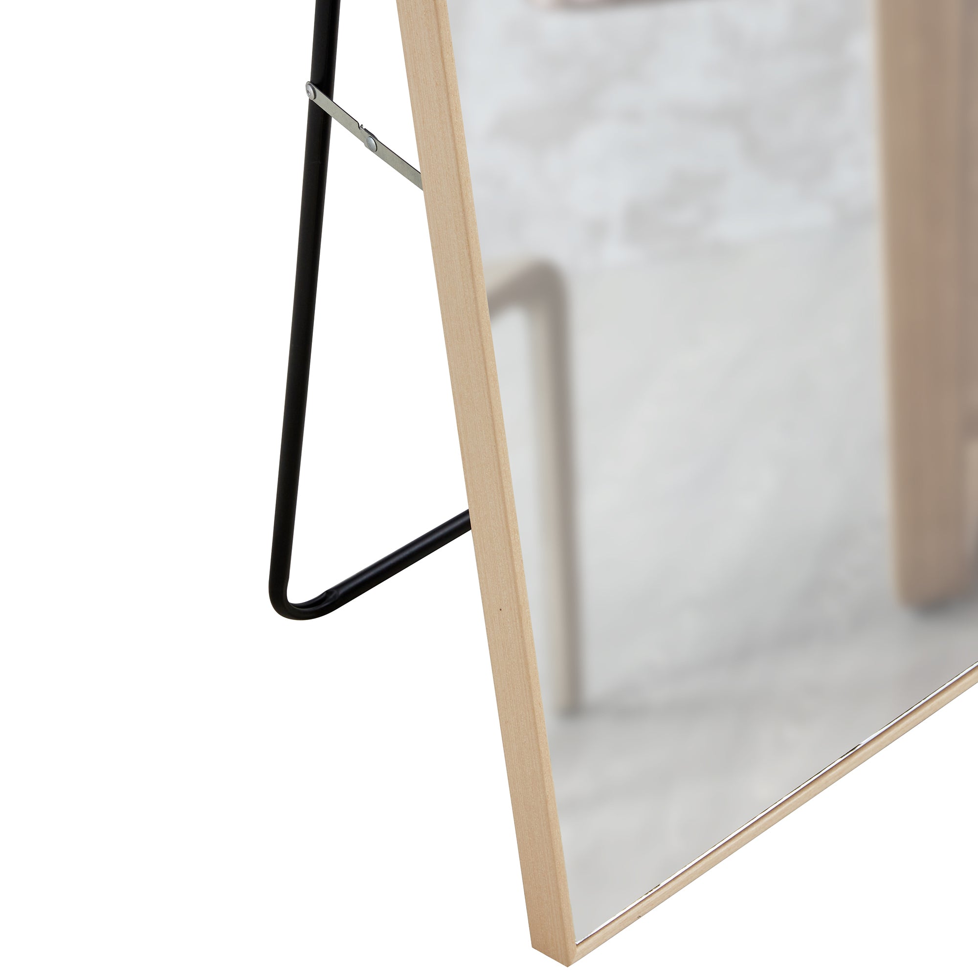 60" Tall Standing Mirror with Light Oak Wood Frame