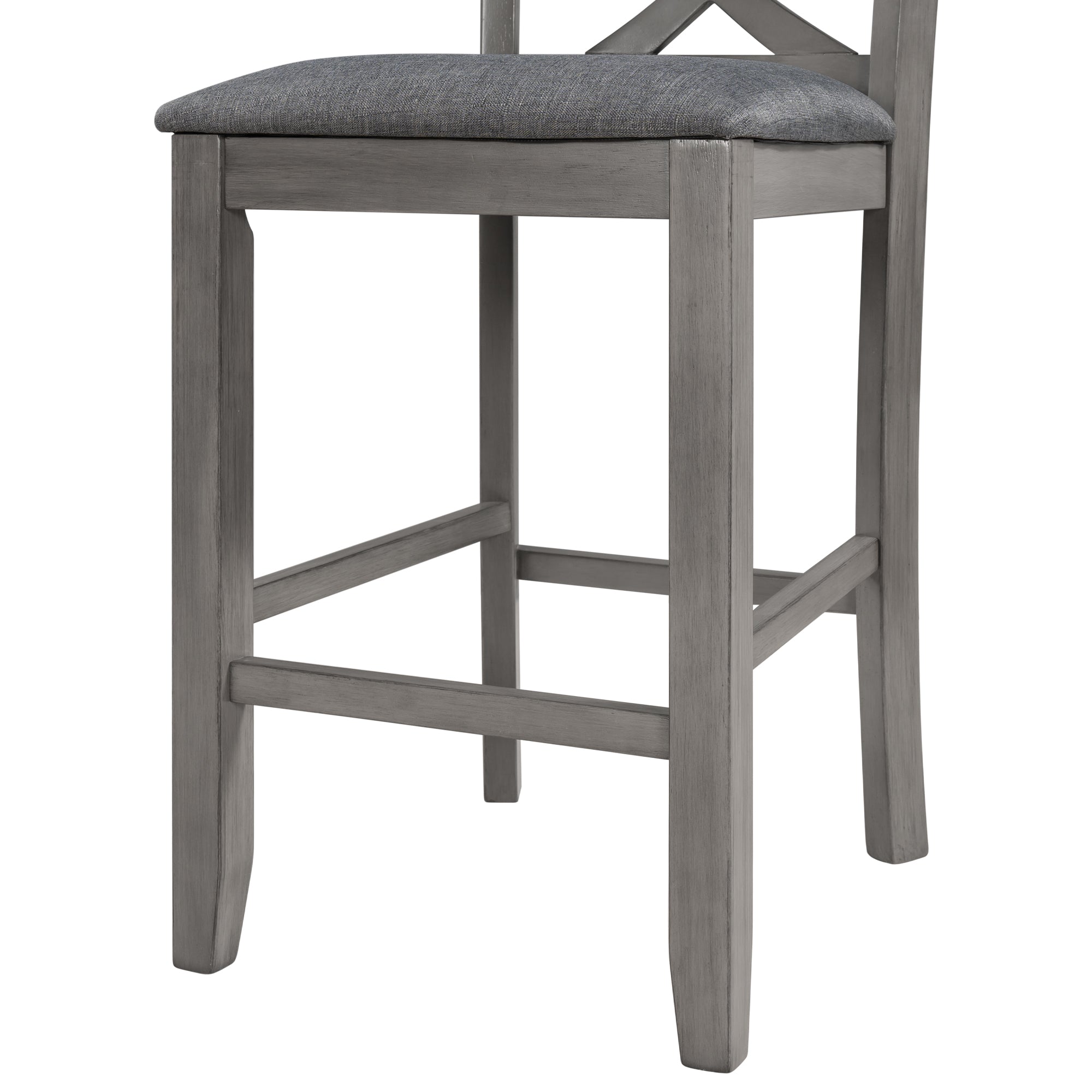 Set of 2 Pieces Gray Solid Wood Counter Height Stools