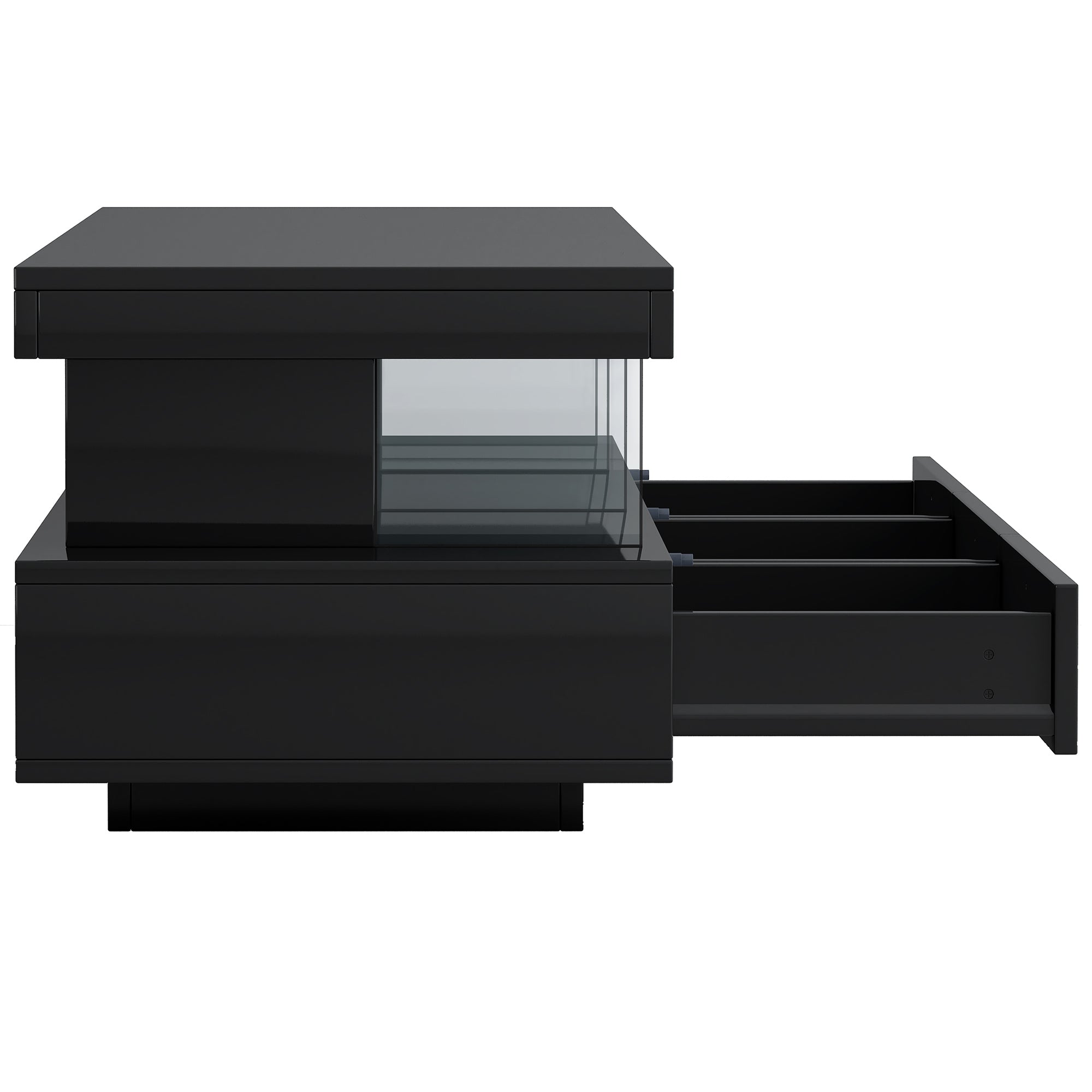 65" Black Glossy Modern TV Stand with LED Light Fits TV up to 75"