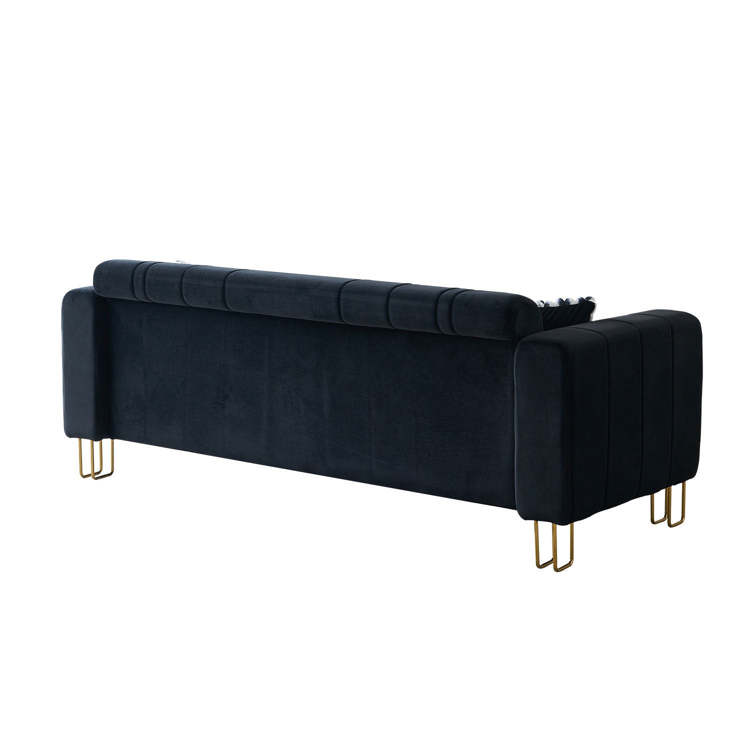 Leonardo Modern 85" Black Velvet Sofa