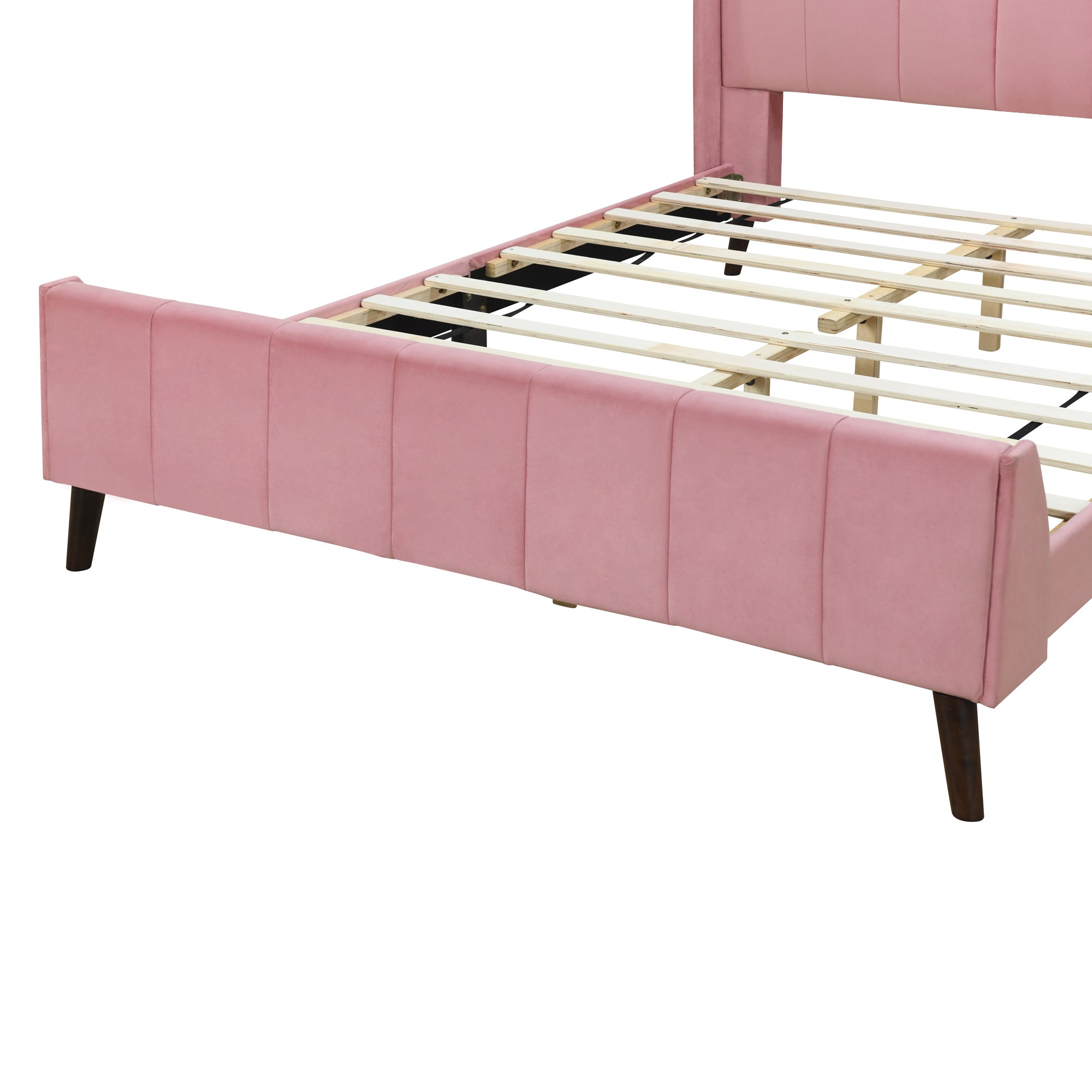 Layla Pink Velvet Queen Platform Bed