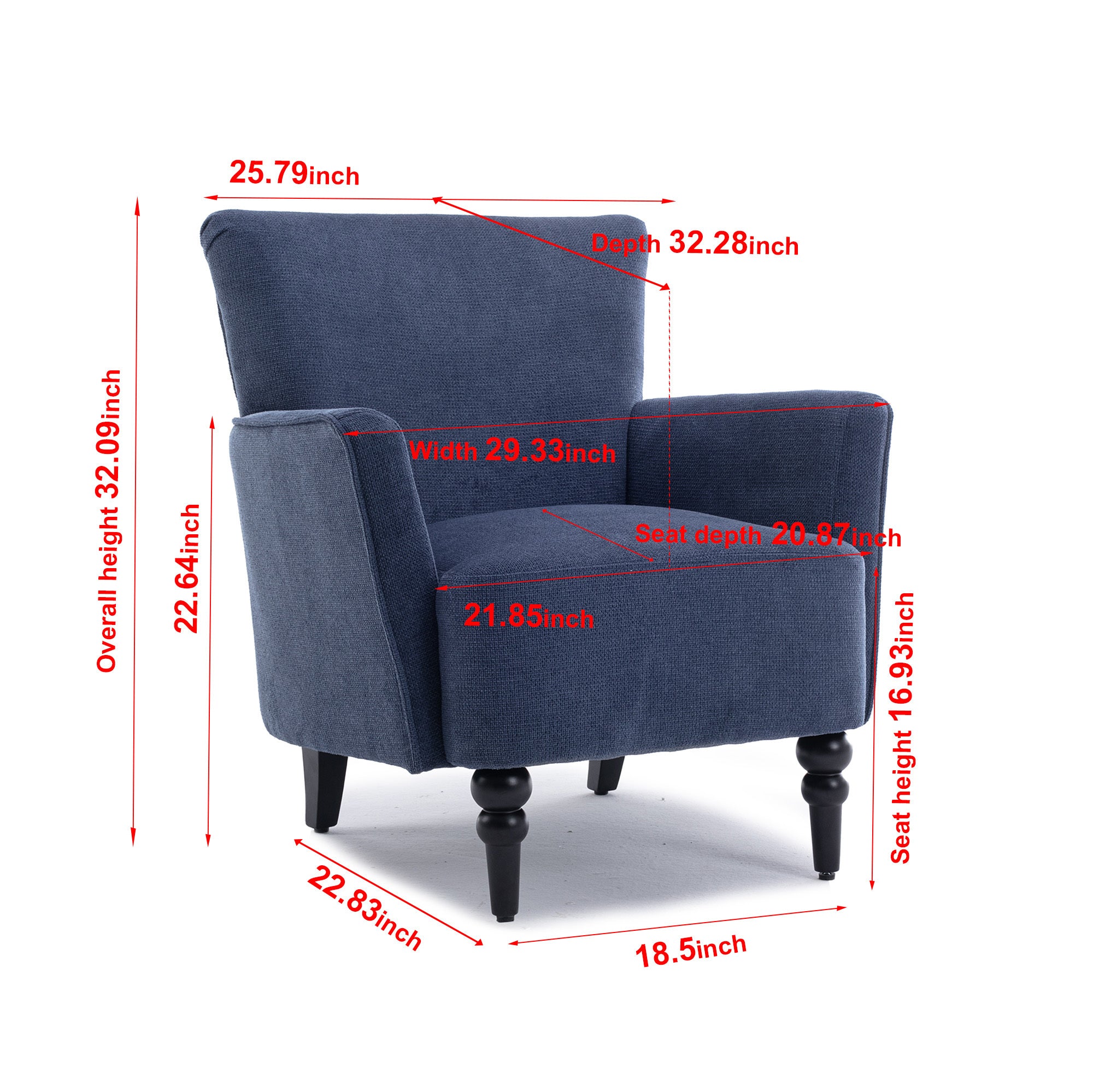 Olivia Blue Linen Accent Arm Chair