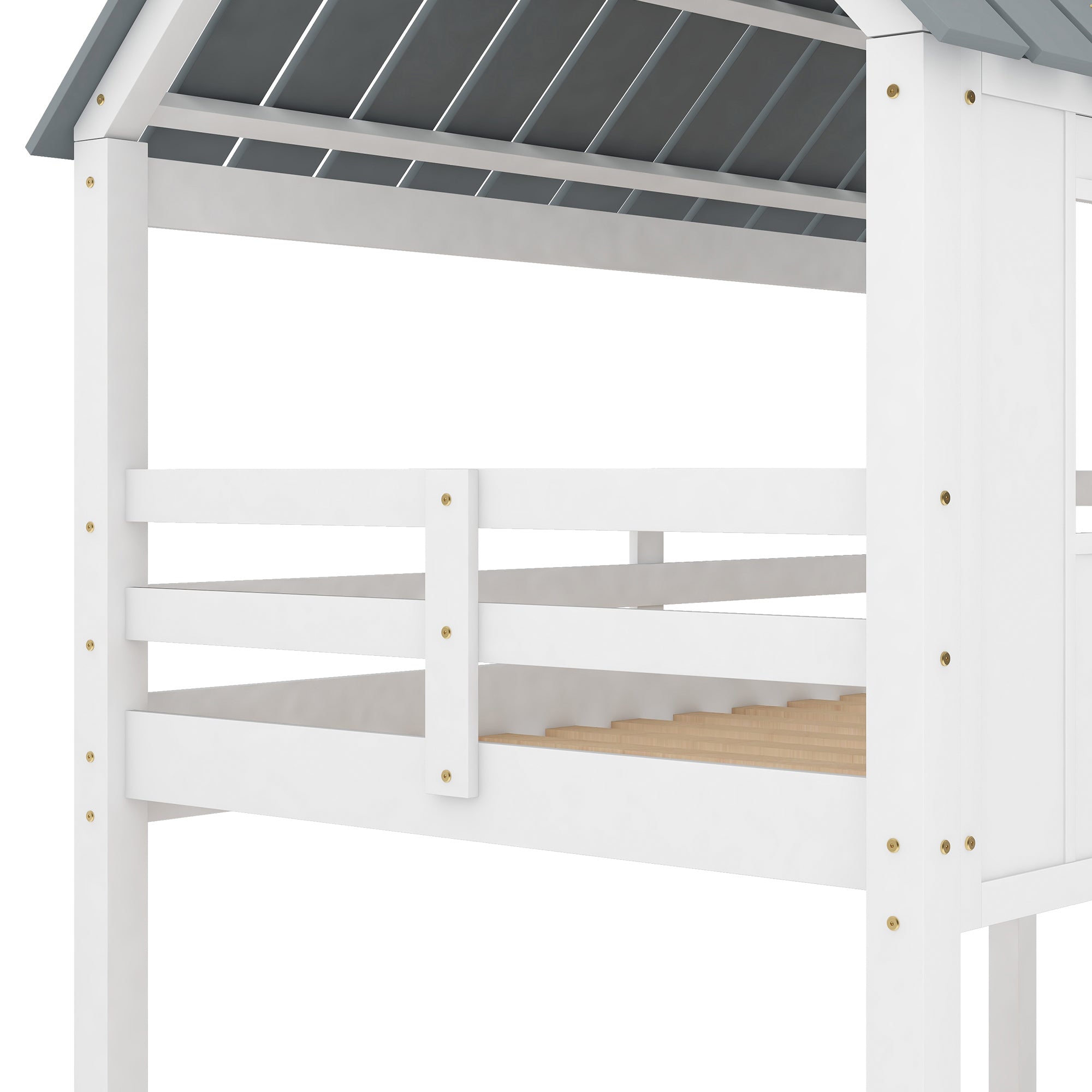 Ava White Wood Tree House Twin Bunk Beds