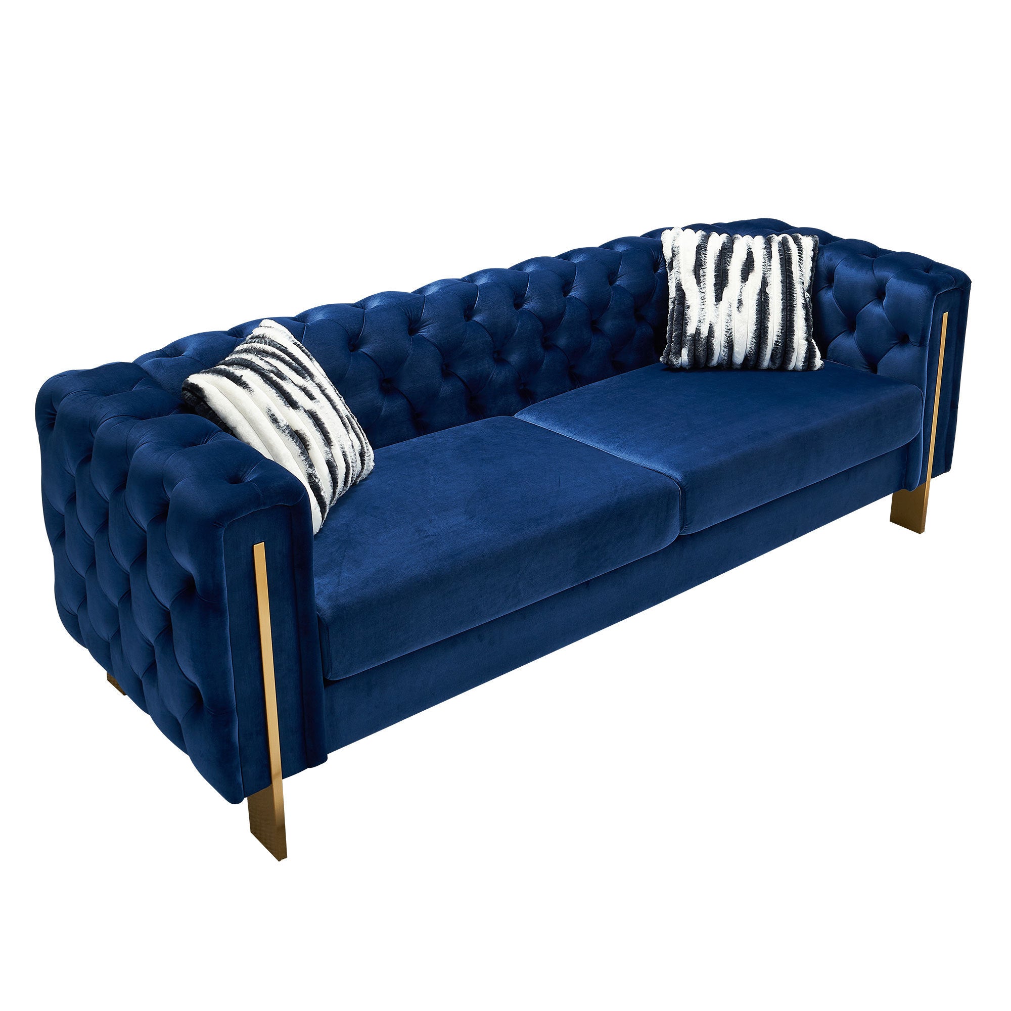 Giodani 84" Modern Blue Velvet Sofa