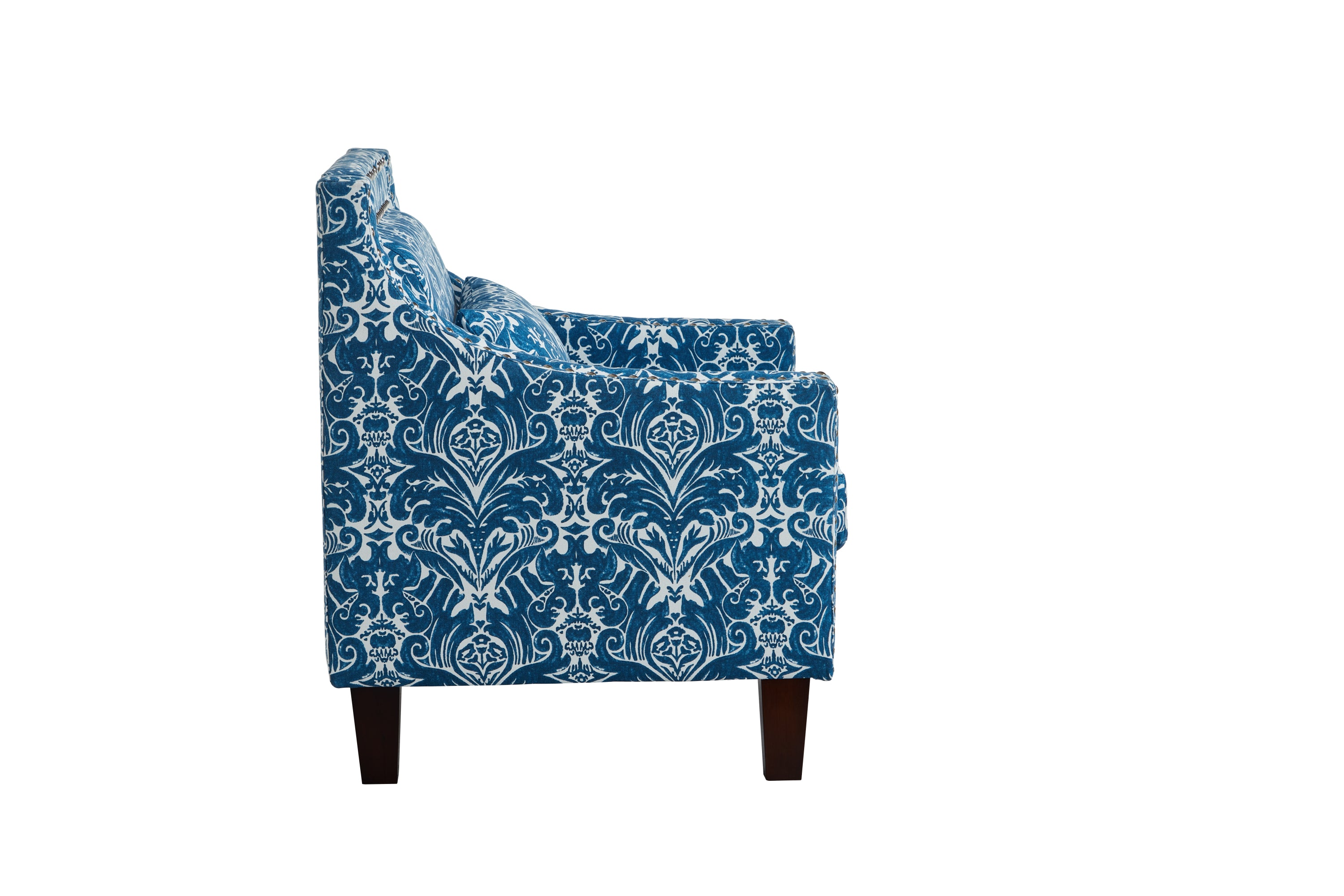 Avery Floral Pattern Fabric Accent Armchair with Nailhead Trim