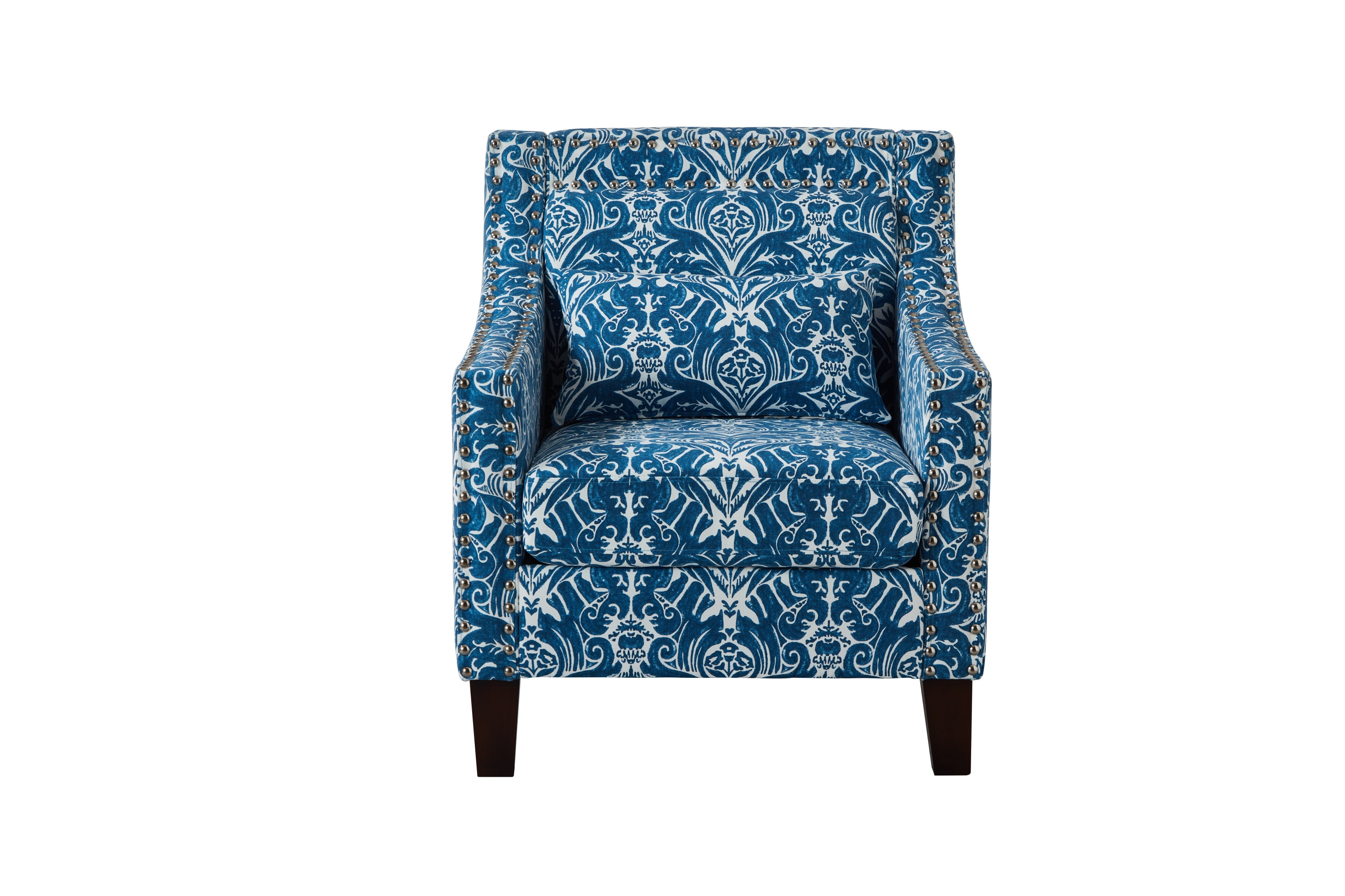 Avery Floral Pattern Fabric Accent Armchair with Nailhead Trim
