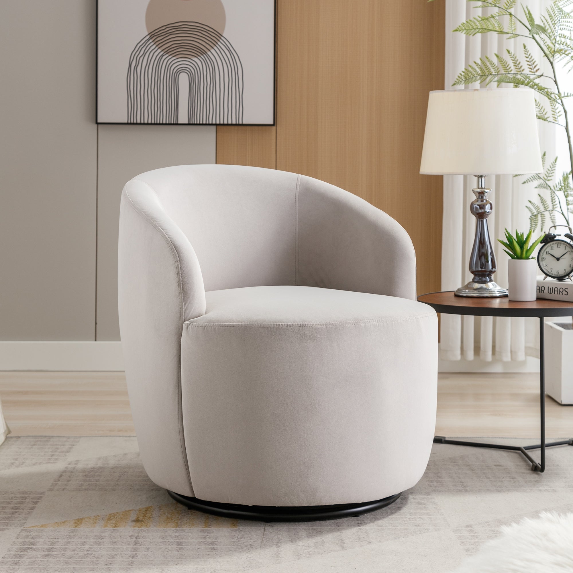 Nikki Luxury Velvet Swivel Accent Barrel Chair