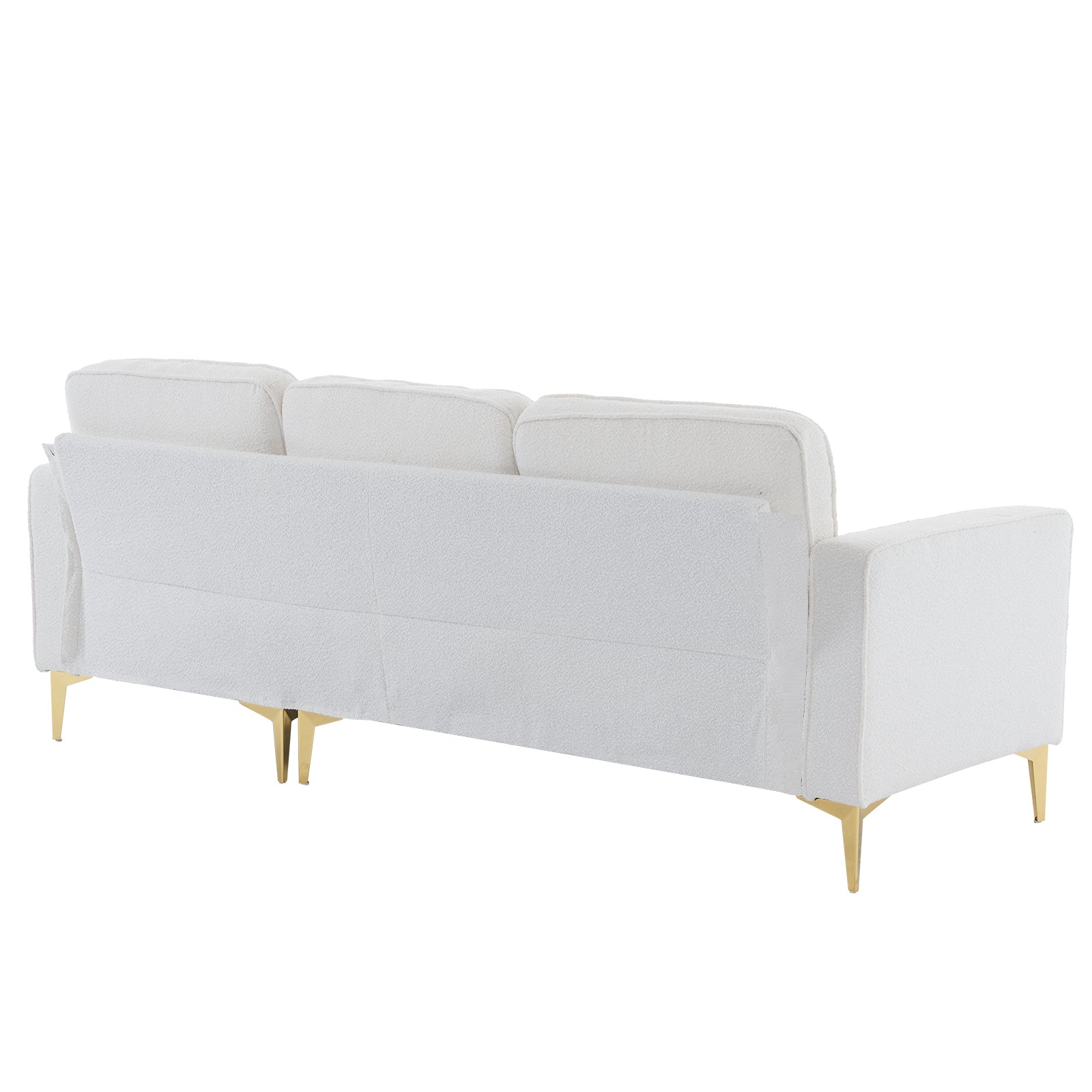 Owen 85.8" Beige Boucle Sectional Sofa with Gold Finish Metal Legs