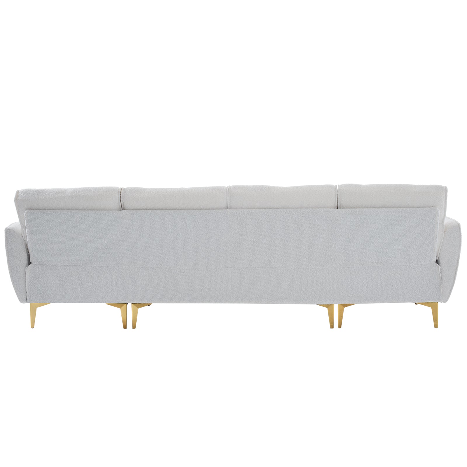 Burke 112" Beige Boucle Sectional Sofa with Gold Metal Legs