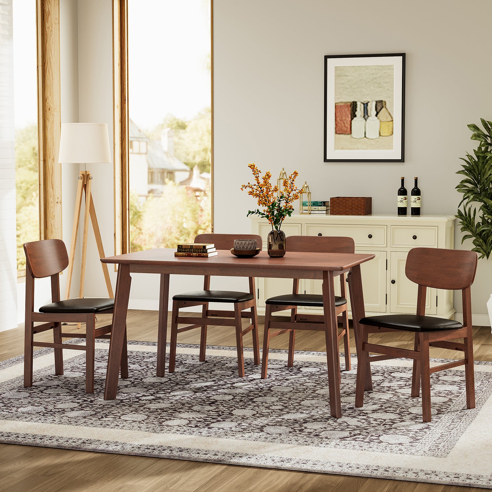 Oslo Solid Wood 5pc Dining Set Table and 4 Chairs