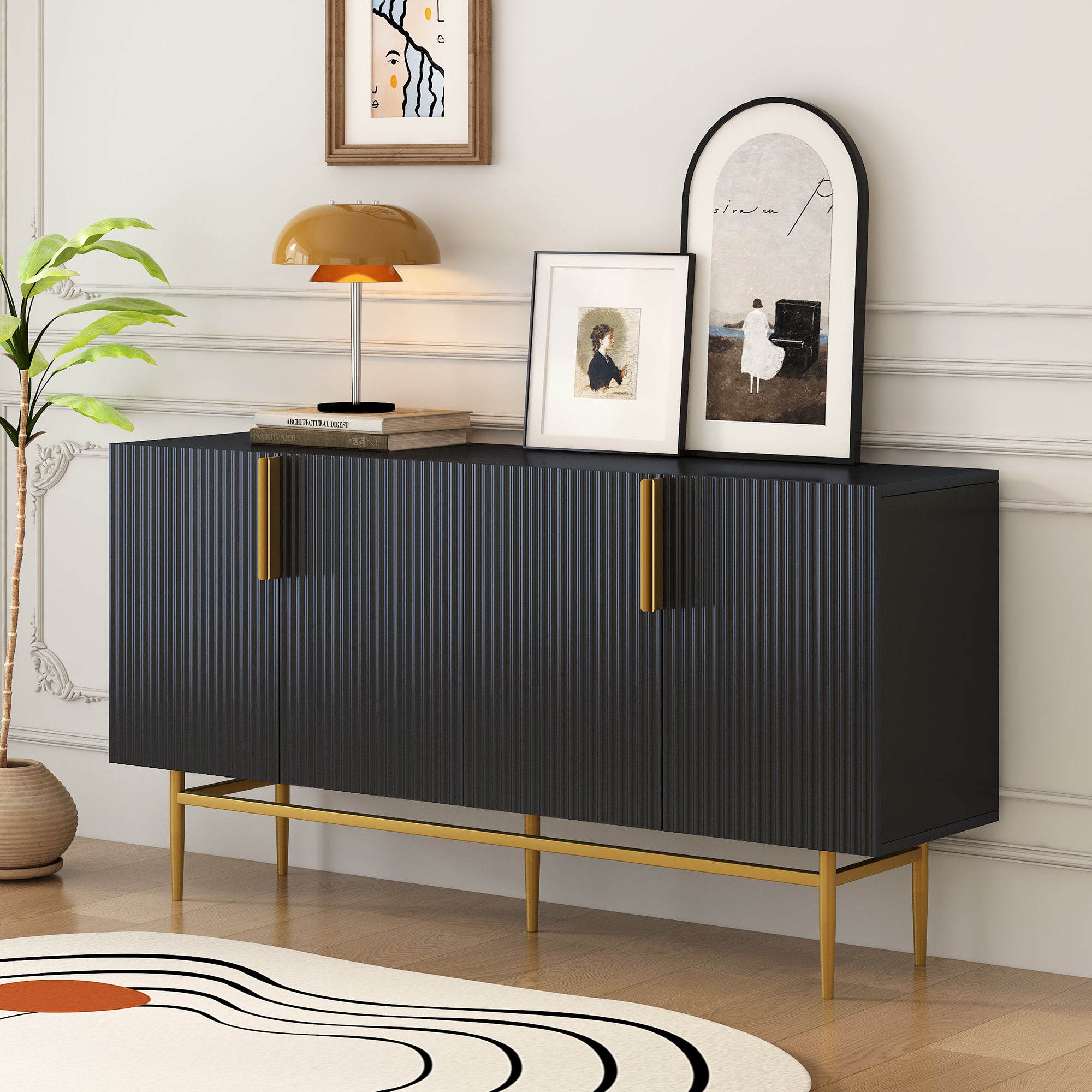 Bellini 60" black Modern Accent Console Table Sideboard