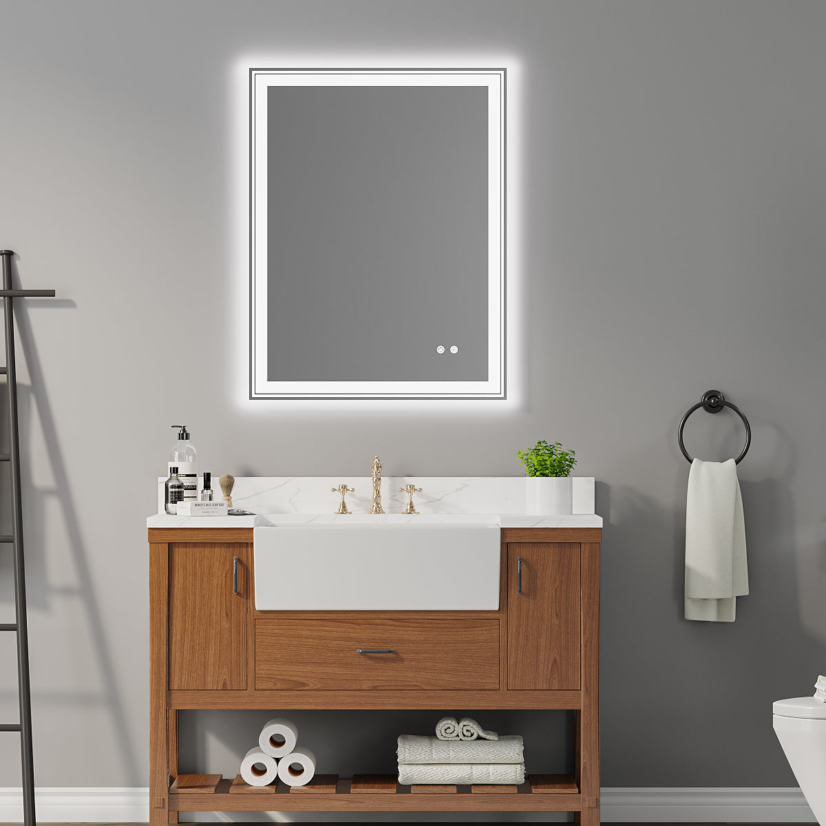 36"×28" inch LED Bathroom Vanity Mirror with Anti-Fog and Adjustable Brightness front and back light