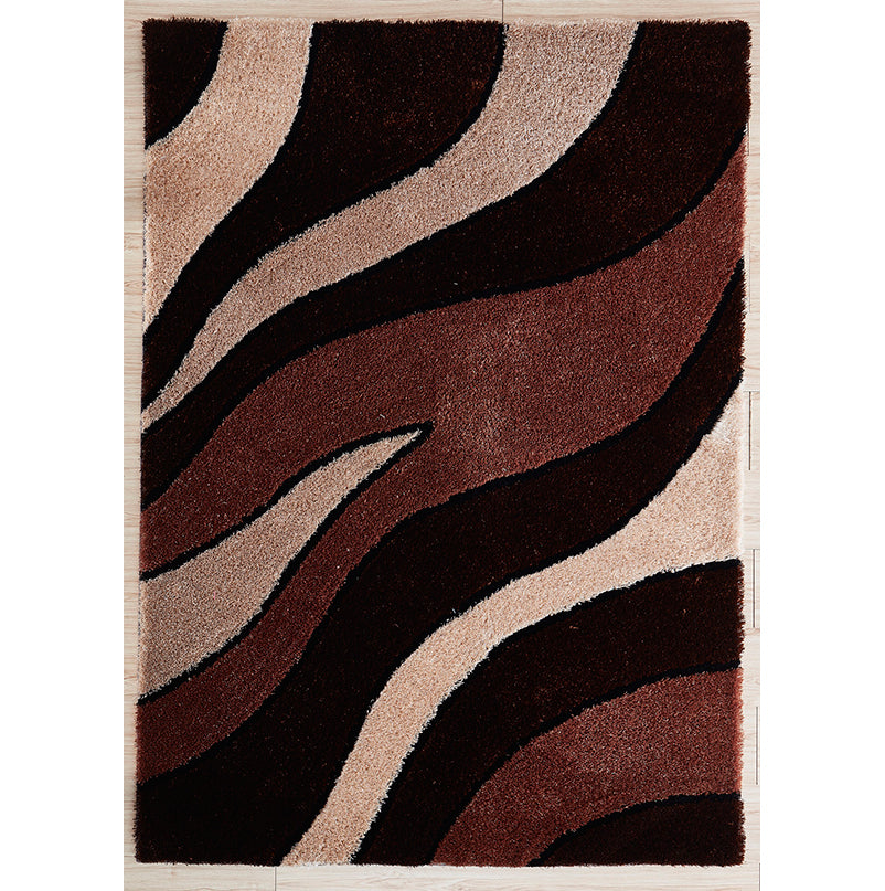 5' x 7' Soft Pile Hand Tufted Shag Area Rug (brown/black/beige)